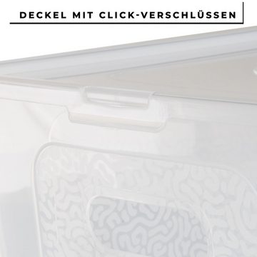 Centi Stapelbox 8Stk. Aufbewahrungsbox mit Deckel, Aufbewahrungsboxen, Plastikbox (Stk., 8 St., 39L x 26B x 20,5H cm 17L), Kisten Aufbewahrung mit Deckel und Strukturdesign