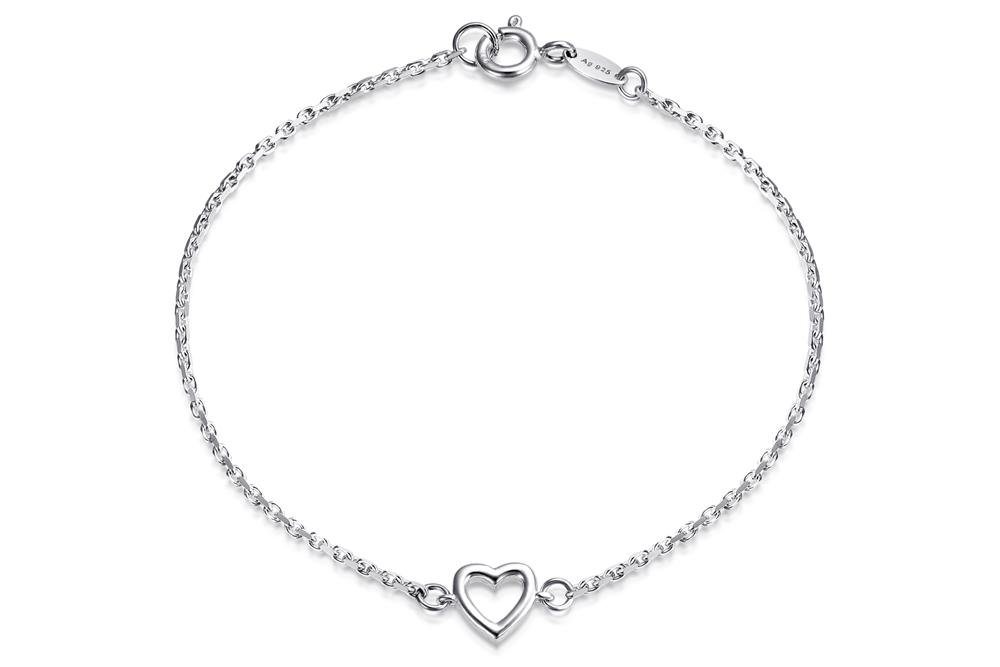Silberkettenstore Silberarmband Ankerkette Armband 1,7mm mit Herz - 925 Silber, Länge wählbar