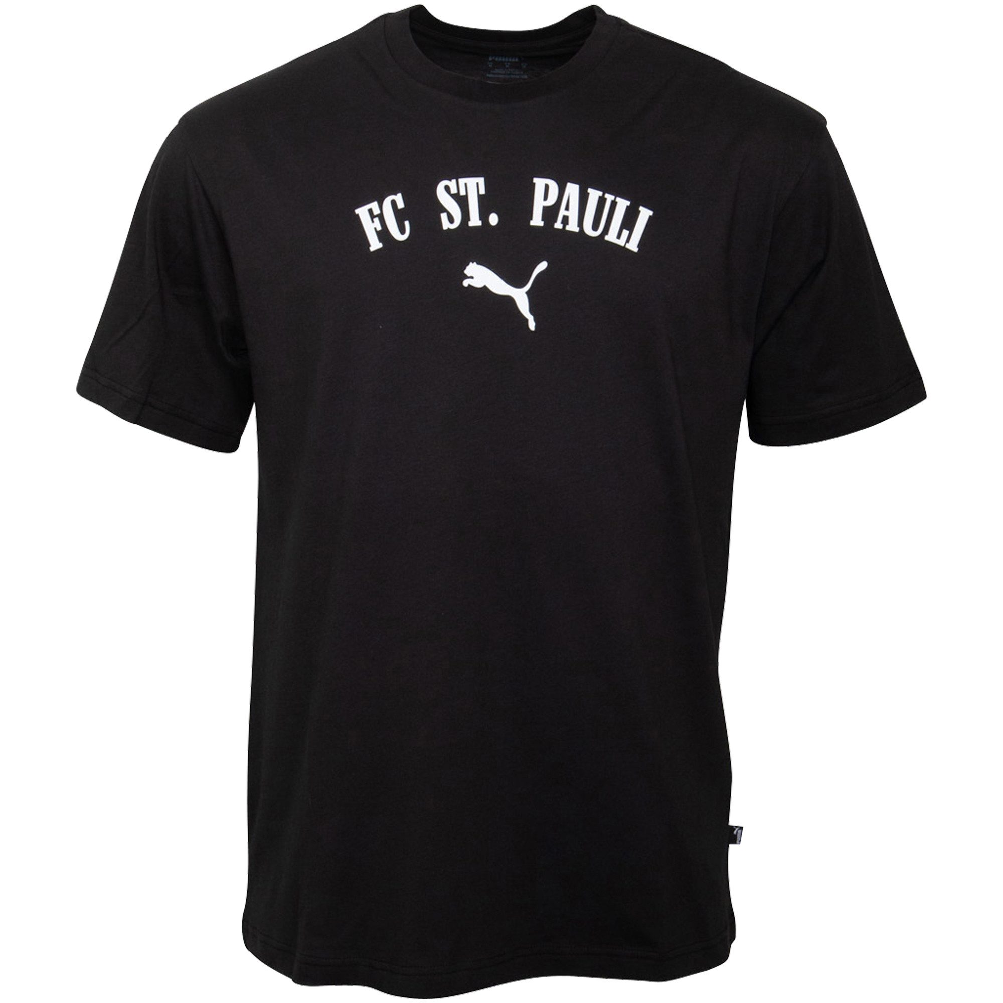 FC St. Pauli T-Shirt FC St. Pauli - PUMA T-Shirt "Wording" Schriftzug + Logo - schwarz