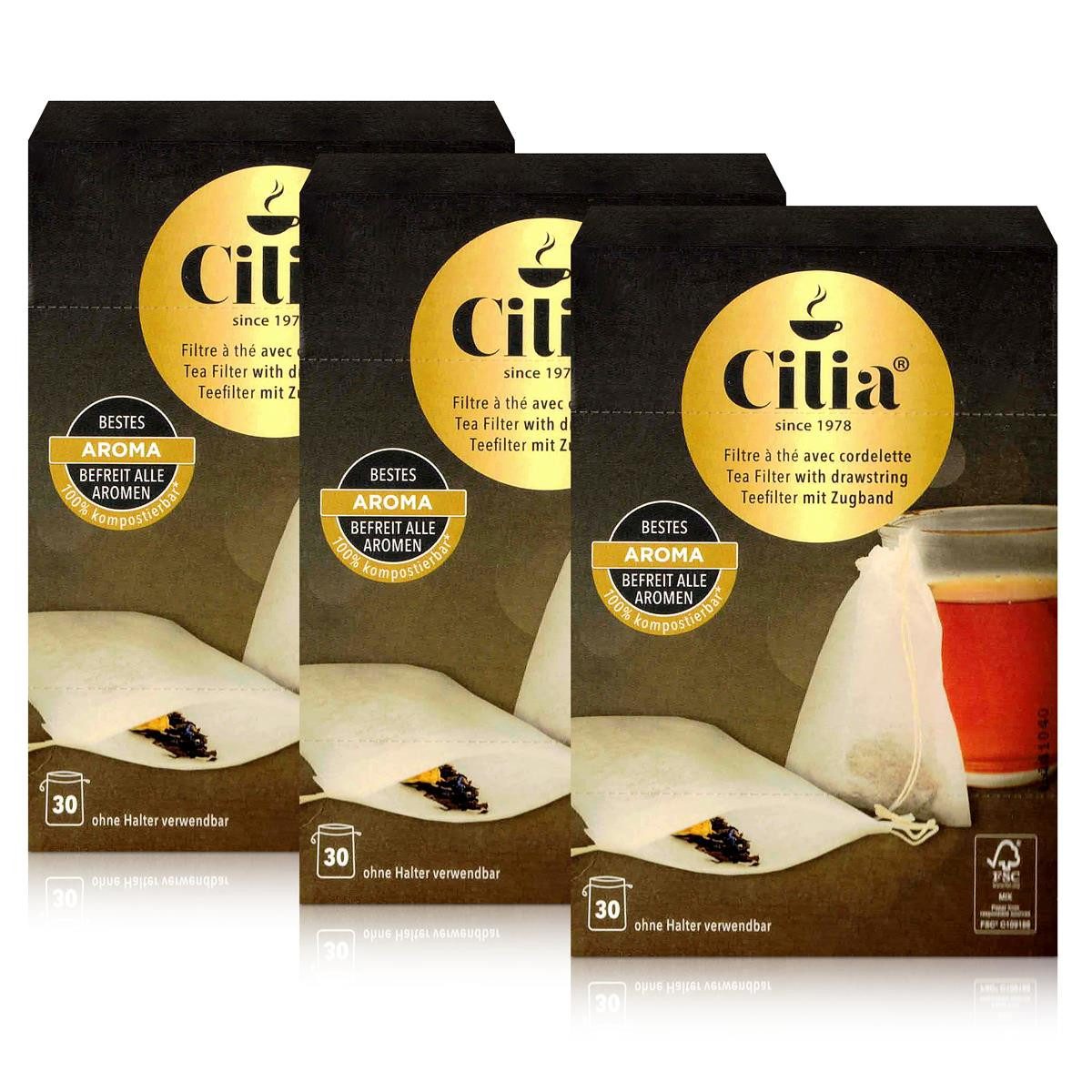 Cilia Teesieb CILIA Teefilter 30 Stück ohne Halter verwendbar (3er Pack)