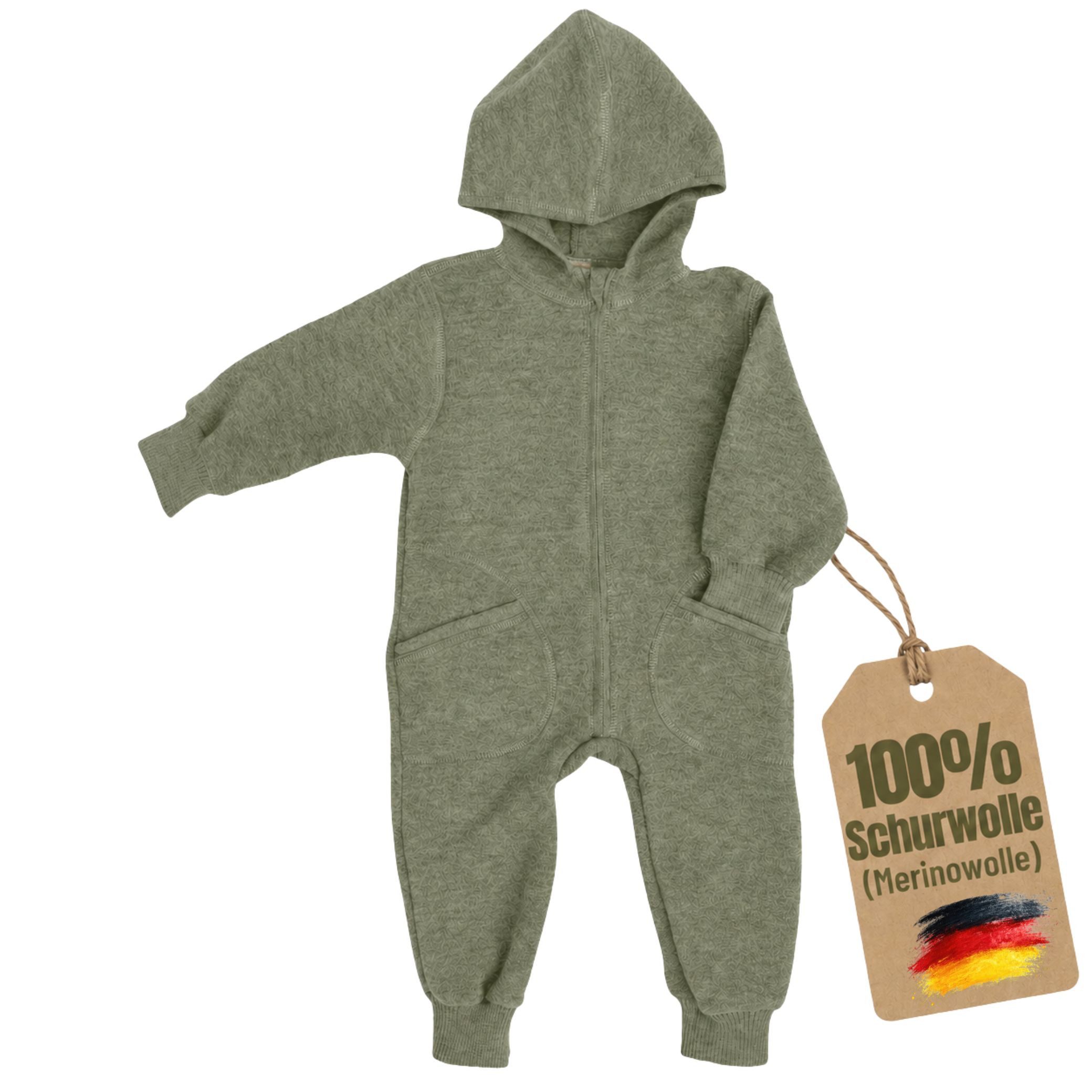 Schlafoverall Baby-Overall mit Kapuze & Mulltuch Blaubaer