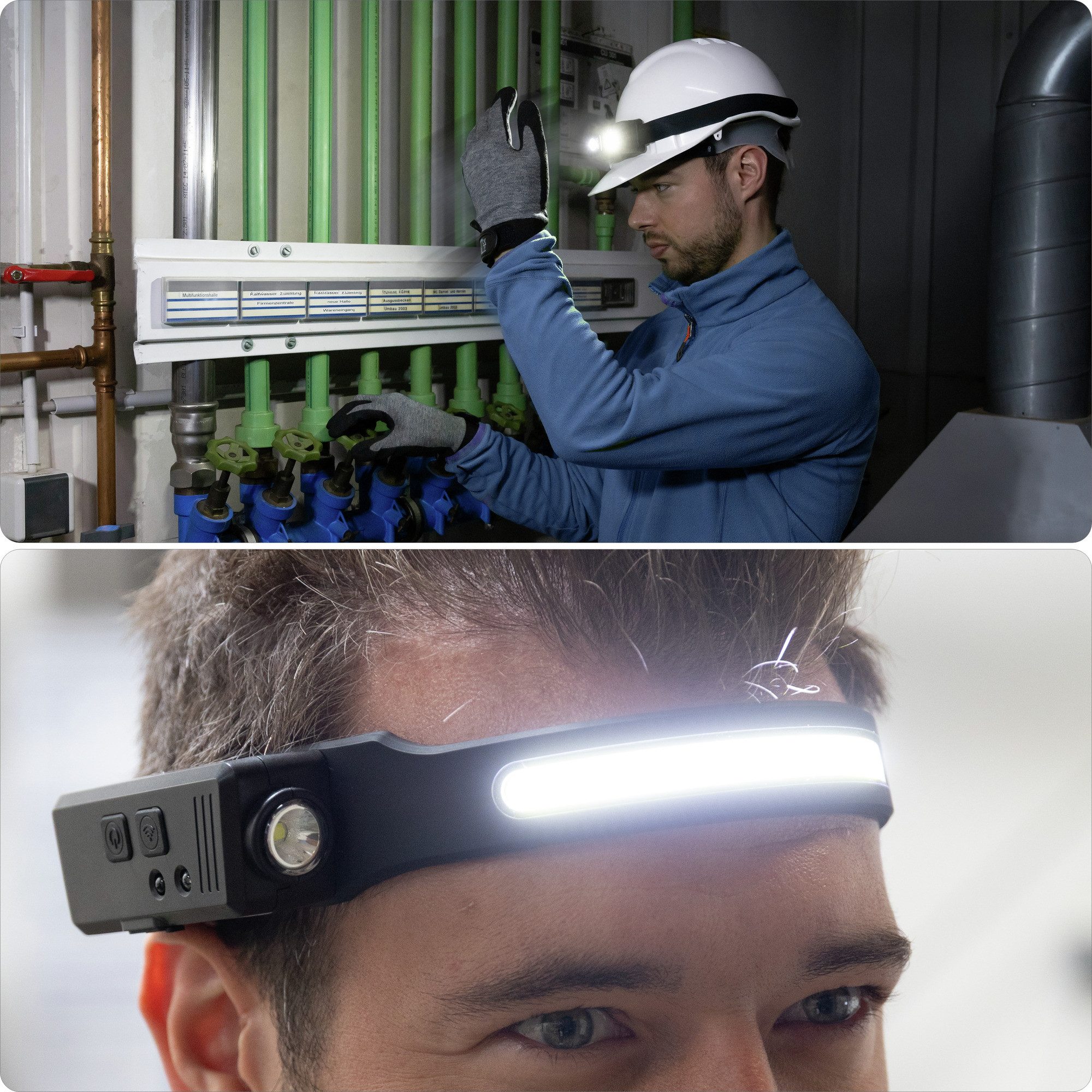 ANSMANN AG LED Stirnlampe LED Stirnlampe, wiederaufladbare Leuchte mit verschiedenen Leuchtmodi