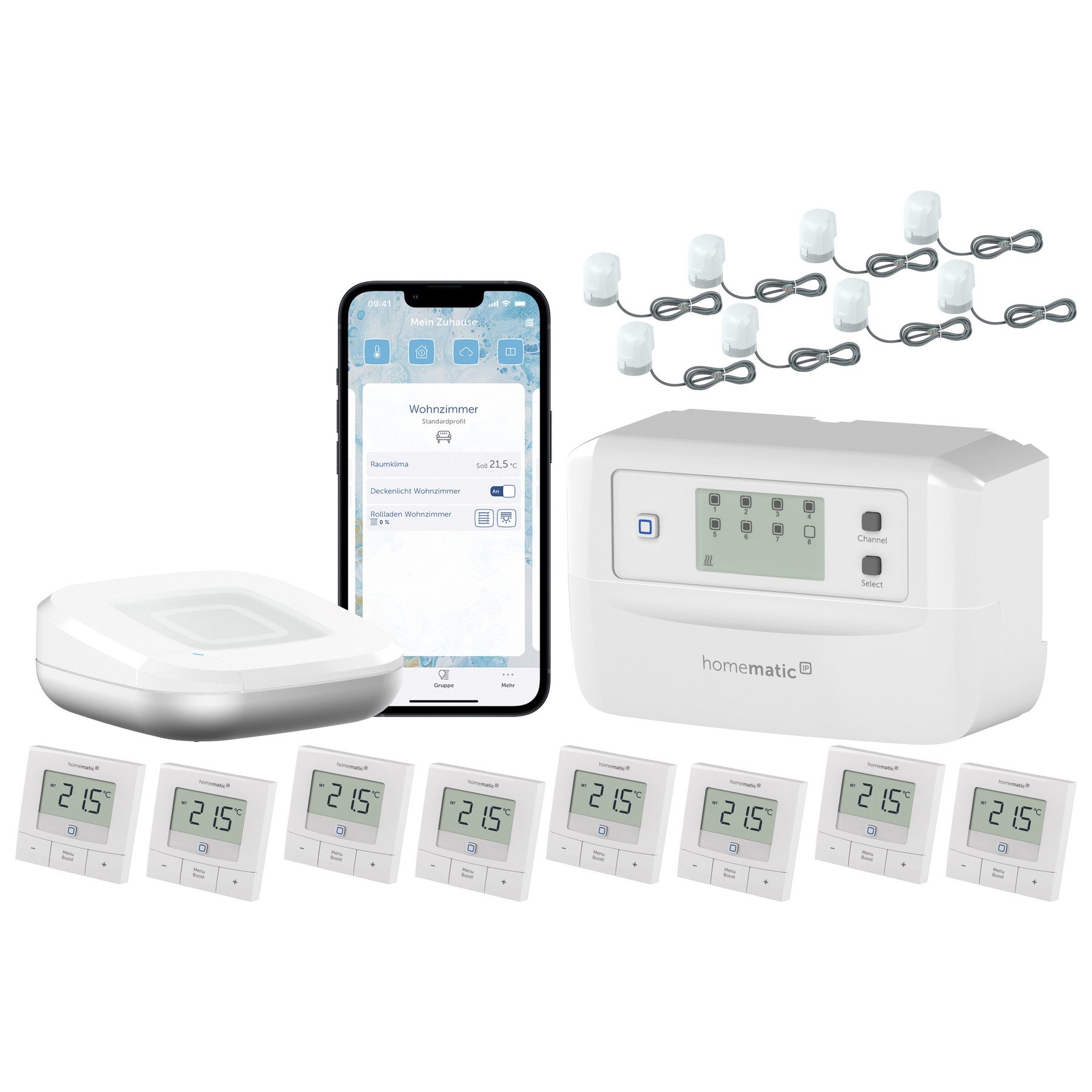 Homematic IP HOMEMATIC IP Starterset Fußbodenheizung für 8 Räume Smart-Home Starter-Set