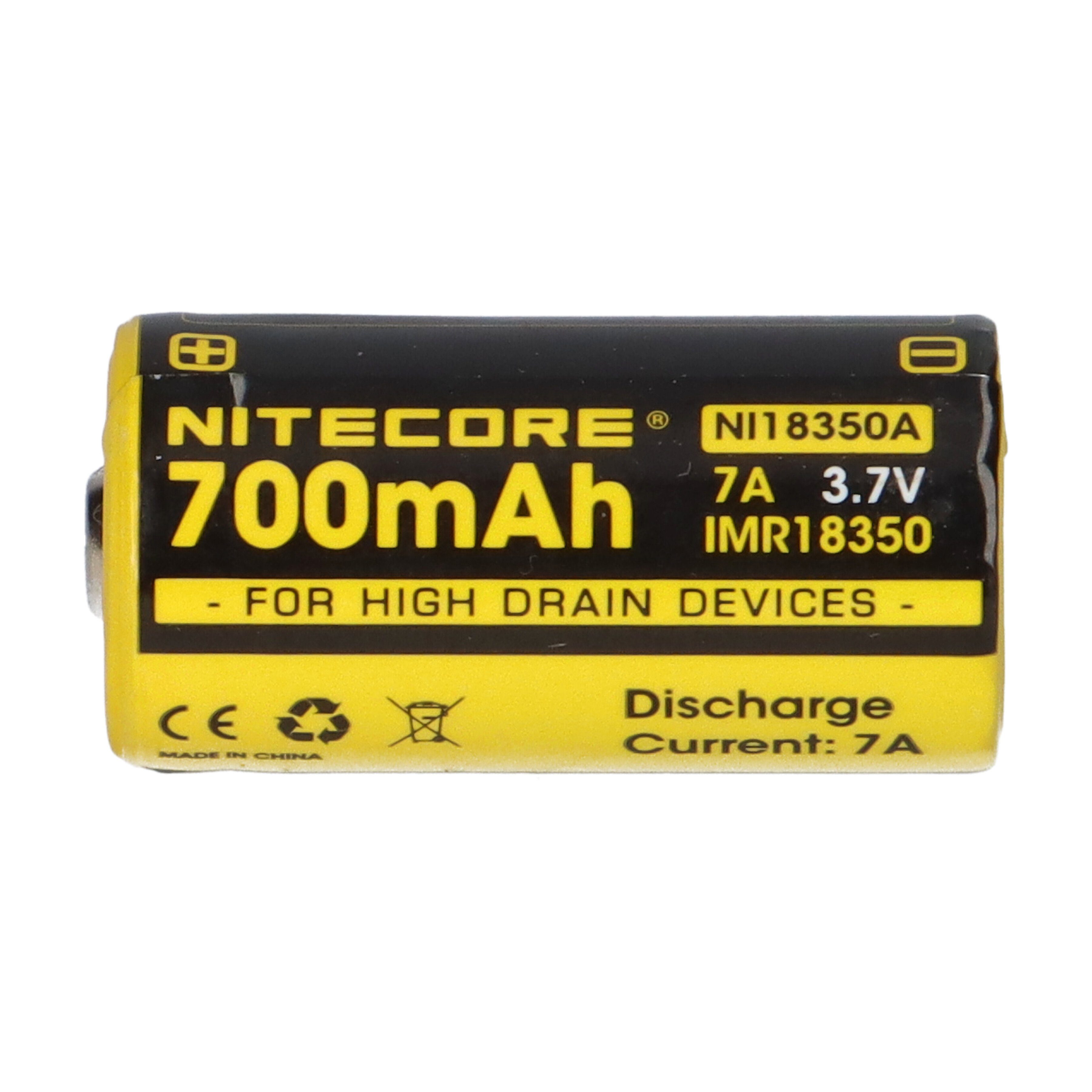 Nitecore Nitecore Li-Ion Akku Typ 18350 IMR (NI18350A) 700mAh für Leuchten Akku