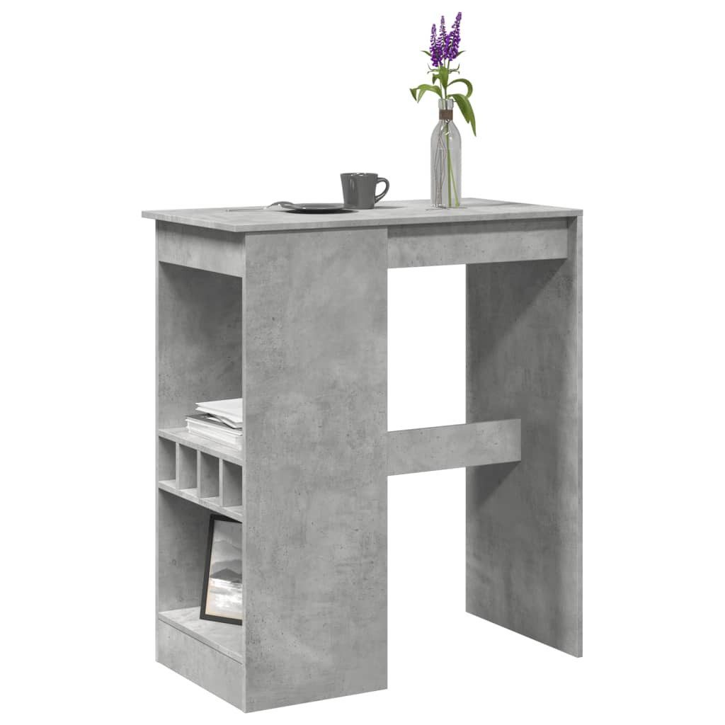 vidaXL Esstisch Bartisch mit Regal Betongrau 90x47,5x103,5 cm Holzwerkstoff (1-St)