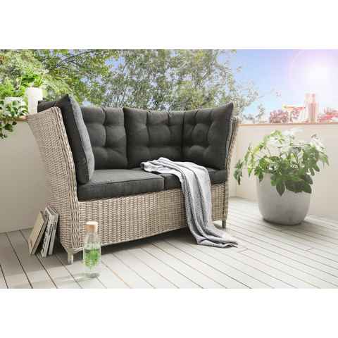 Destiny Gartenlounge-Bank PALMA (1x 2er Bank, inkl. Auflagen), Polyrattan, Aluminium