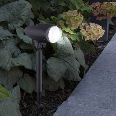 Globo LED Solarleuchte, LED Solarleuchte Gartenstrahler Außenleuchte mit Erdspieß Gartenleuchte schwarz, Spot schwenkbar, LxBxH 13 x 8 x 35 cm