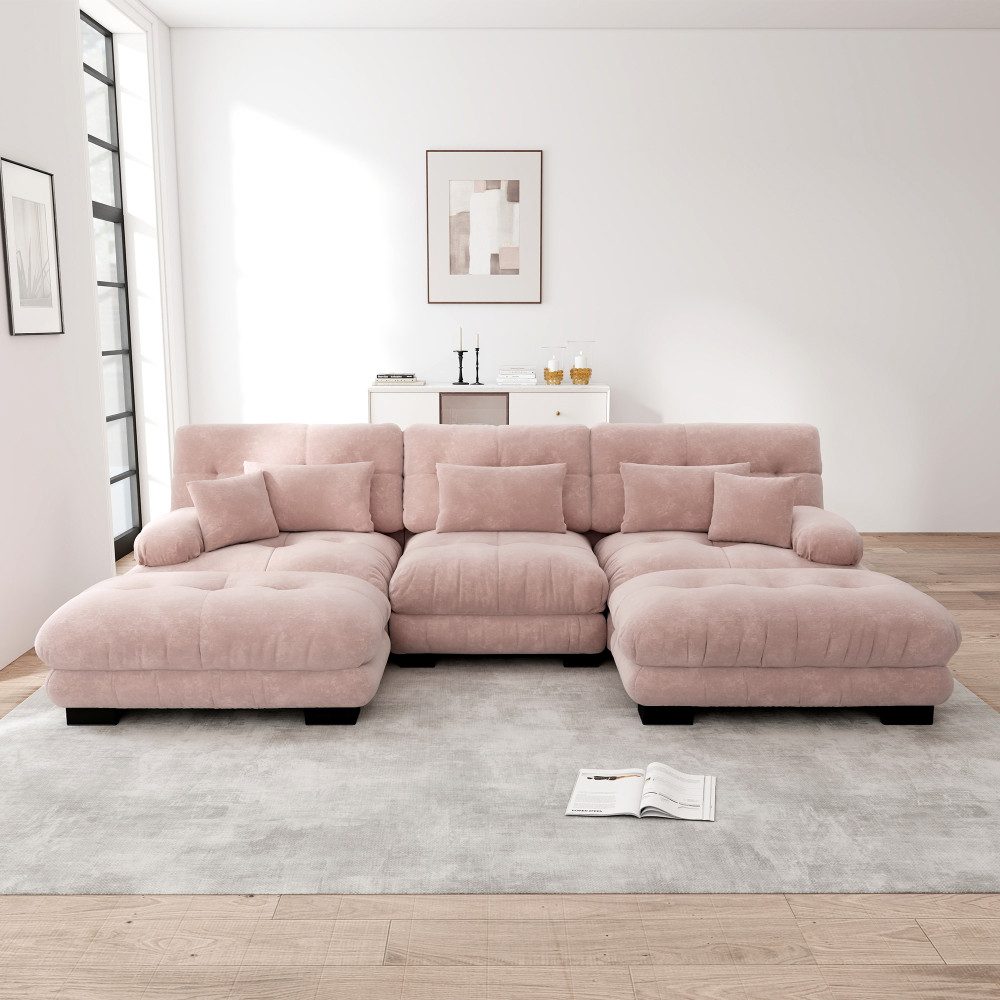 BBWL Sofa Tiefensitz Schlafsofa, luxuriöses Designer Sofa für Wohnzimmer, Modulares Ecksofa Chenille U-Form Cloud Couch mit Ottoman