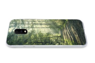 MuchoWow Handyhülle Wald - Weg - Sonne - Bäume - Grün - Natur, Phone Case, Handyhülle OnePlus 7, Silikon, Schutzhülle
