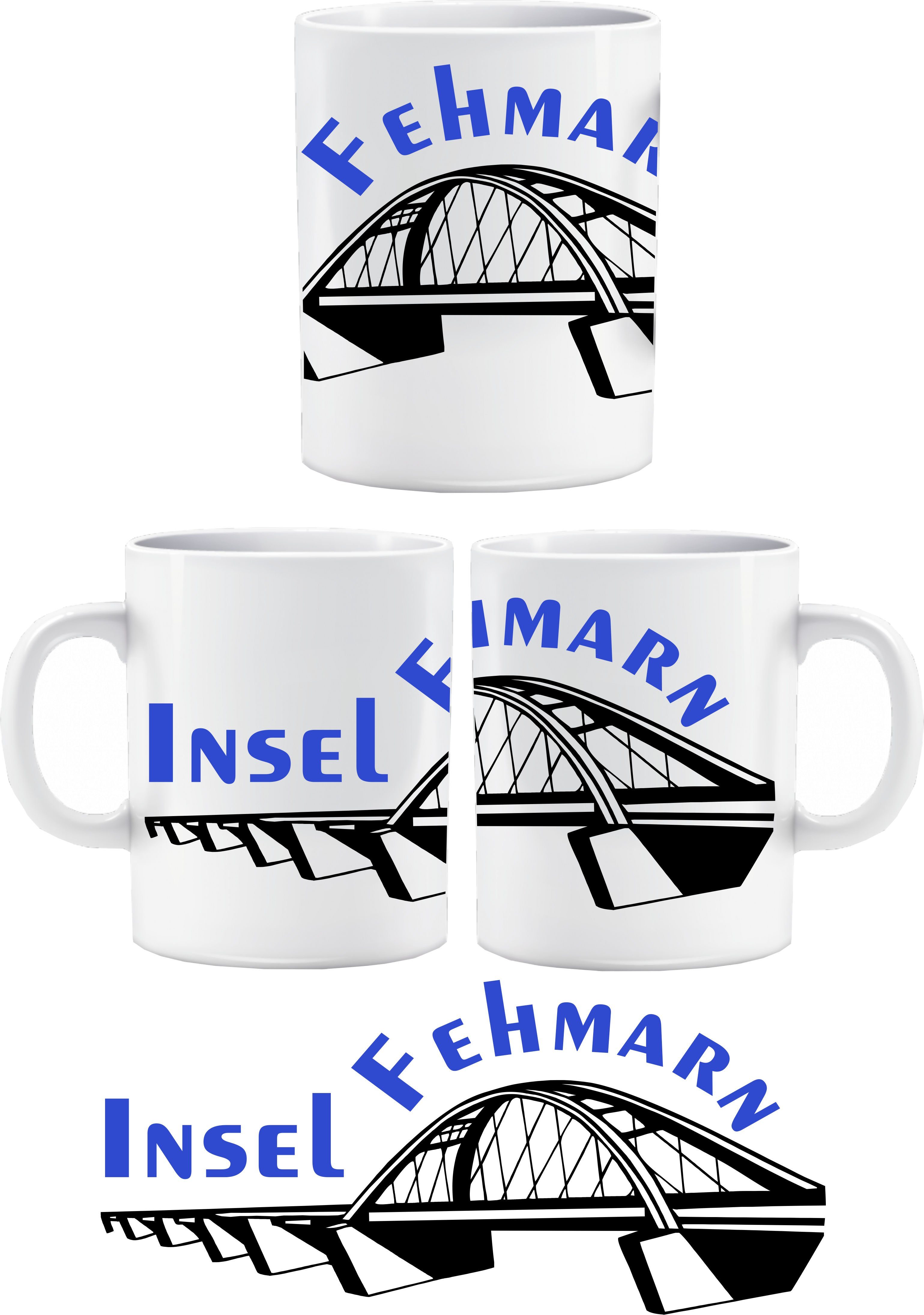 bedruckte Tasse Druck Fehmarnsundbrücke Fehmarn mit Fehmarn Wandtattoodesign mit Motiv Tasse, Tasse