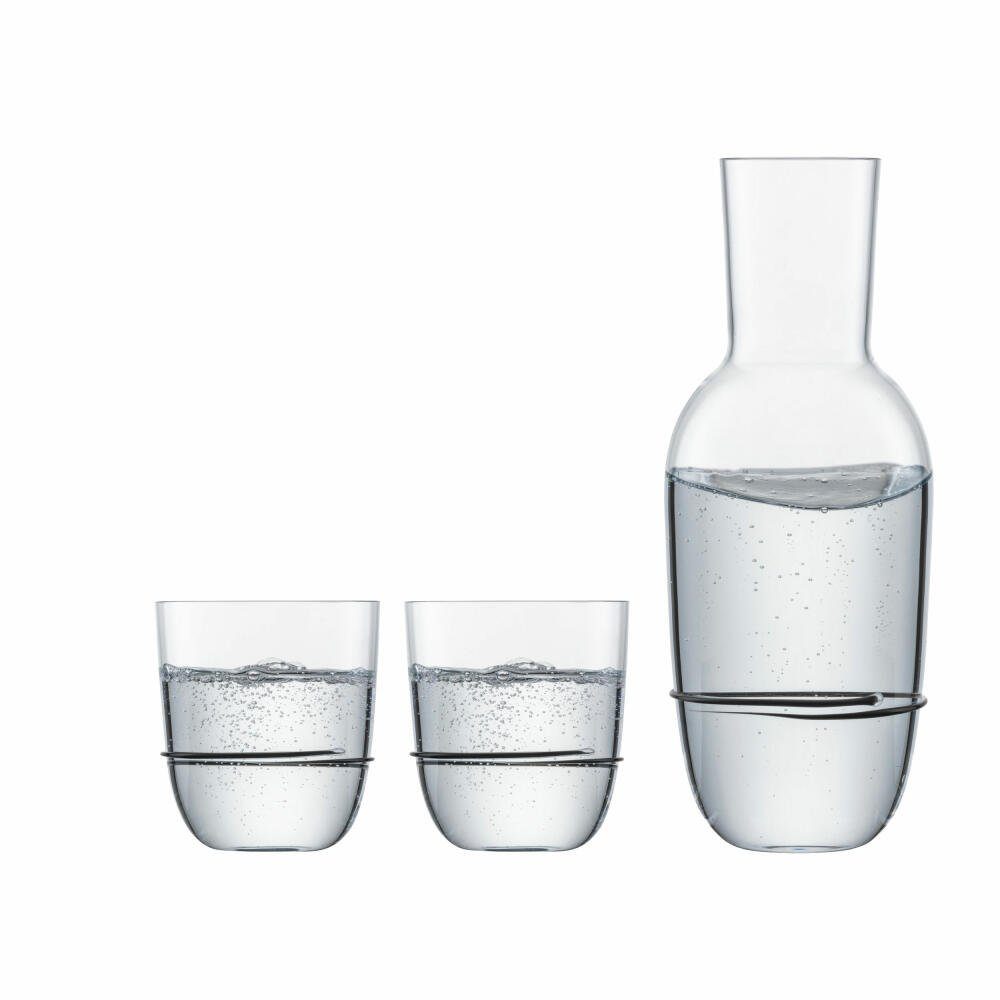 Zwiesel Glas Gläser-Set Aura Schwarz, 3-tlg., Glas, Karaffe mit 2 Bechern