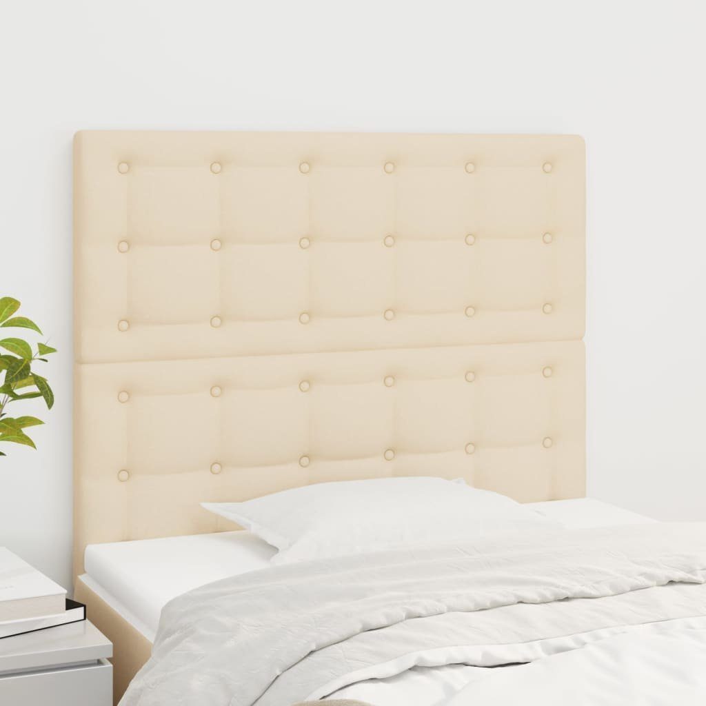 vidaXL Bett Kopfteil Creme 90x5x118/128 cm Stoff (1-tlg)