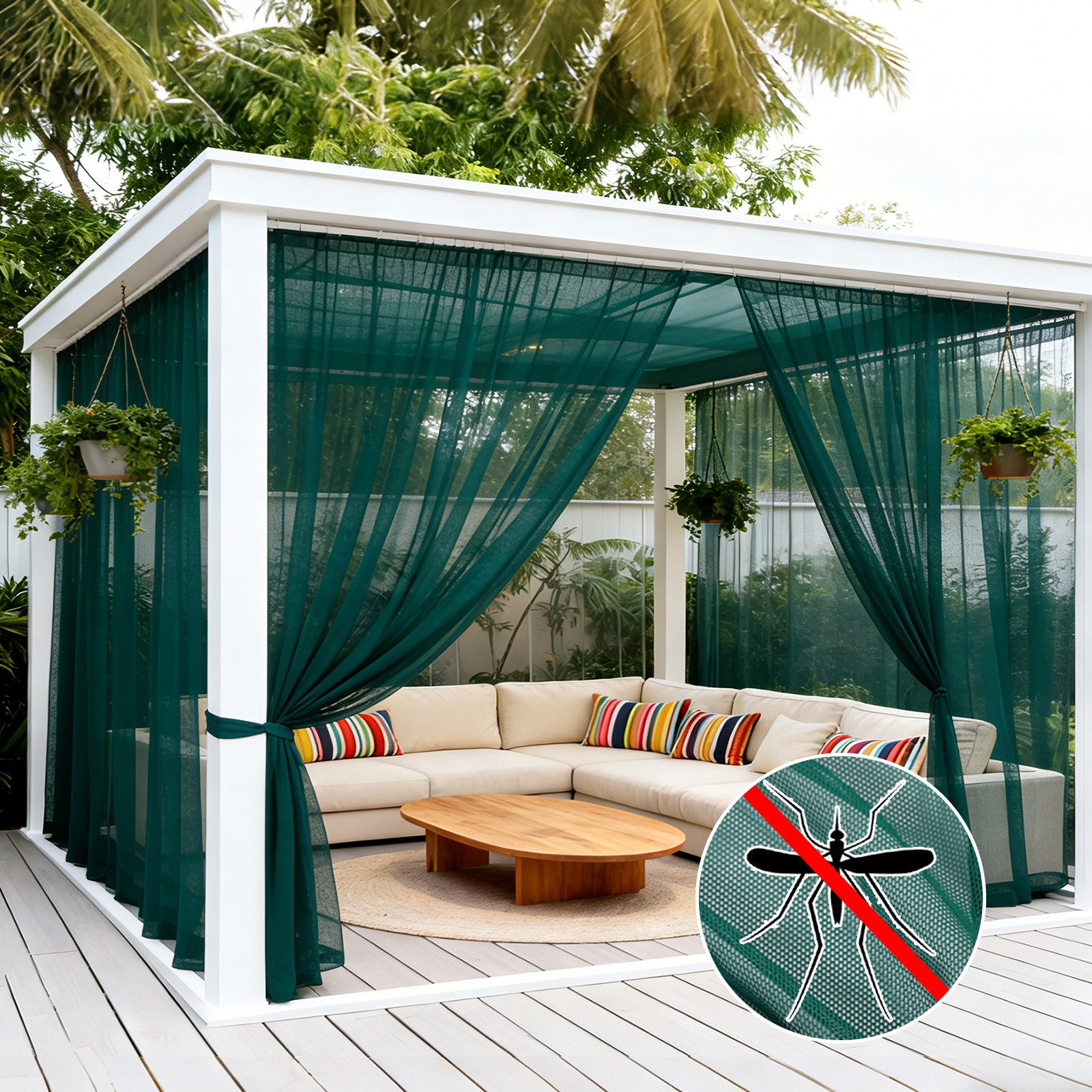 Sunicol Moskitonetz Outdoor Vorhang, Moskitonetz für Pavillon, fliegengitter Transparent (1 St), Gardinen DIY Sichtschutz Sonnenschutz für Balkon Terrassen