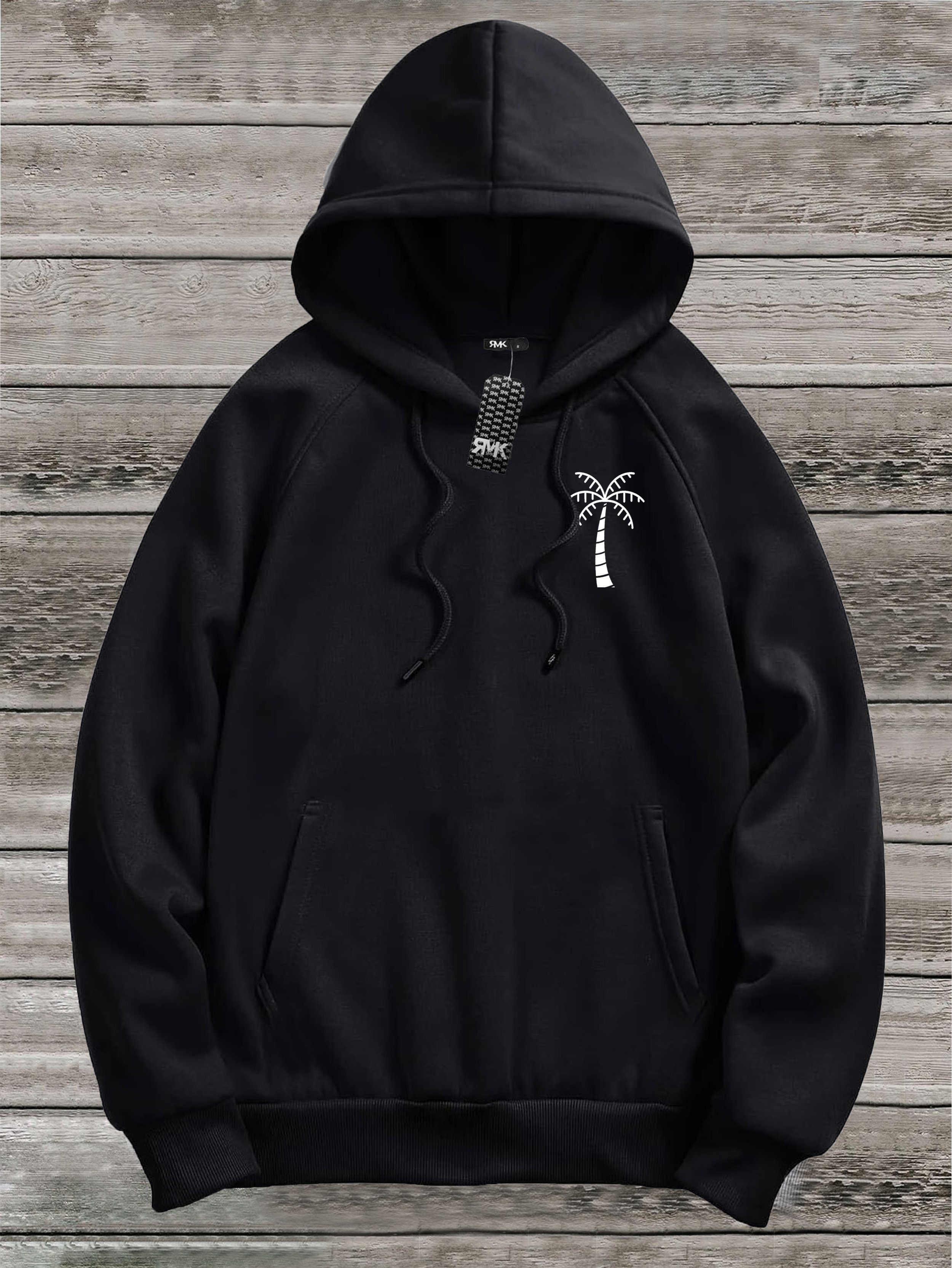 RMK Hoodie Herren Pullover Basic Kapuze Pulli Kapuzenpullover Seitentaschen Palme mit Kapuze