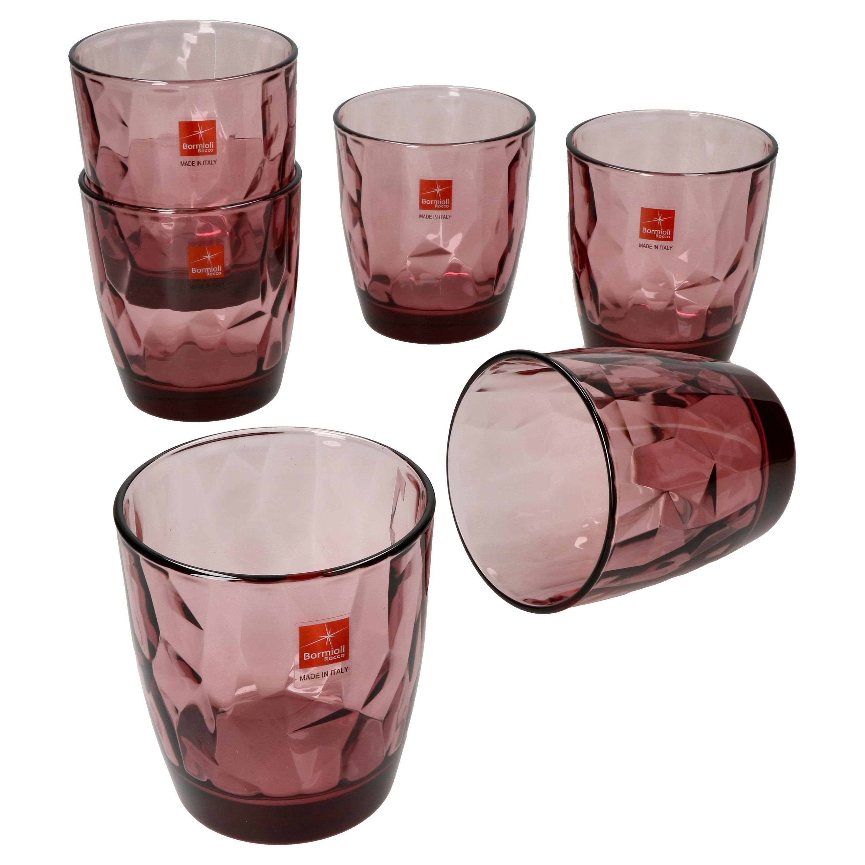 MamboCat Whiskyglas 6er Set Diamond Whiskyglas Rock Purple 305ml Tumbler Cocktail lila, Glas