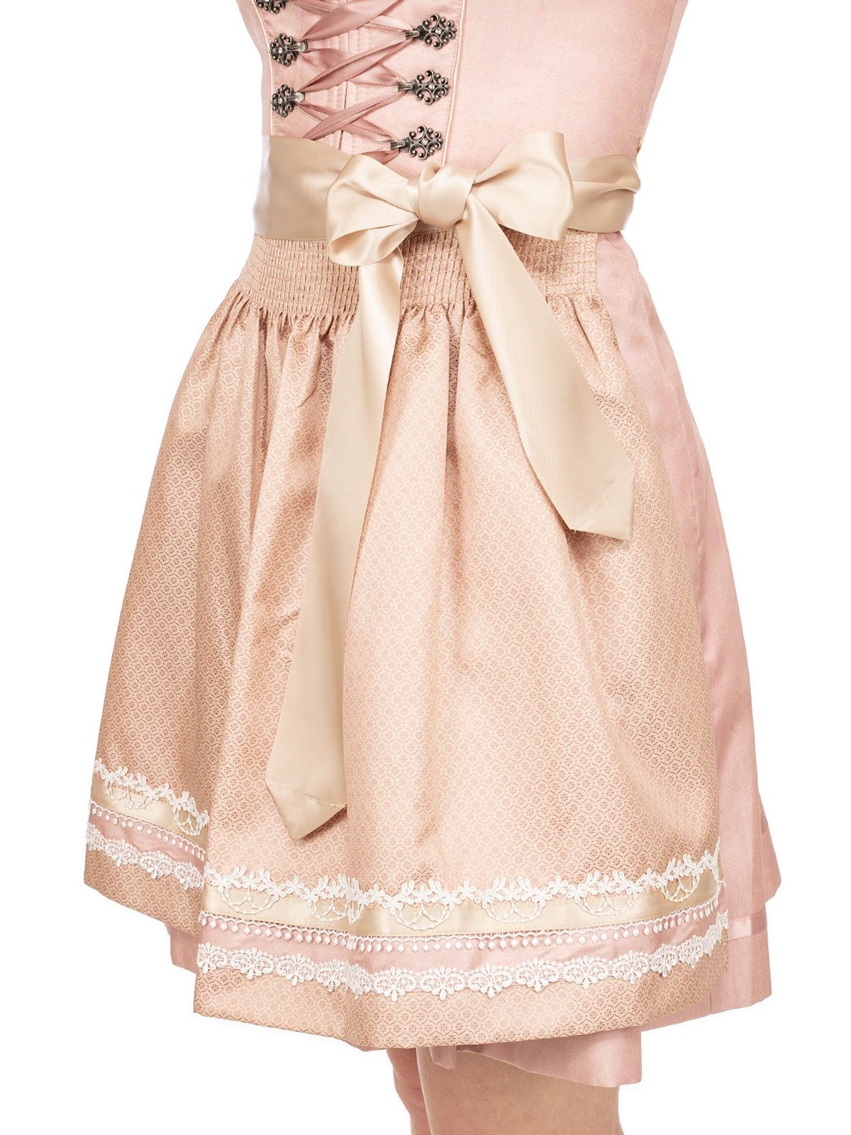 KRÜGER MADL & BUAM Trachtenkleid Mini Dirndl 2tlg. 50cm 415165-050-33 rose,  Dieses Dirndl fällt schmaler