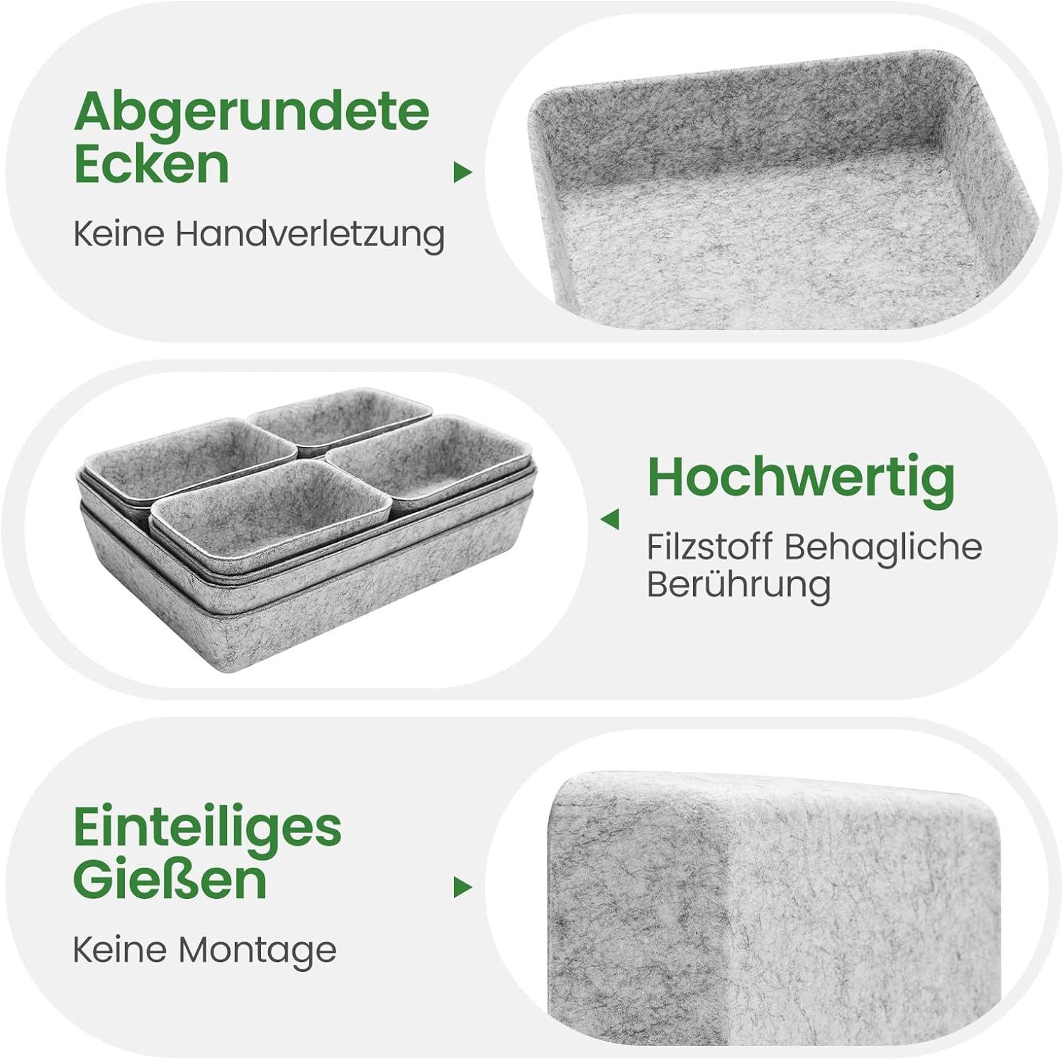Youyijia Schubladeneinsatz 8 Stück Schubladen Organizer aus Filz – Stapelbare Aufbewahrungsboxen