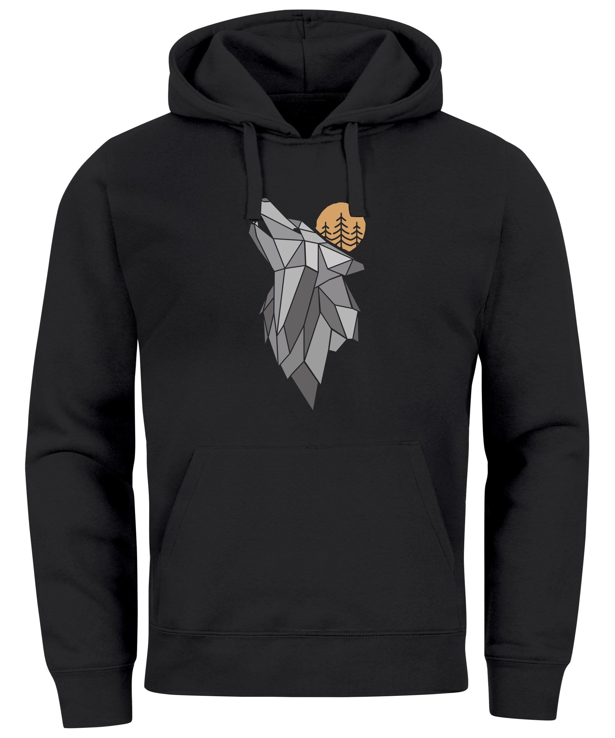 Neverless Hoodie Hoodie Herren Wolf Print Wald Wildnis Outdoor Natur Tiermotiv Fashion