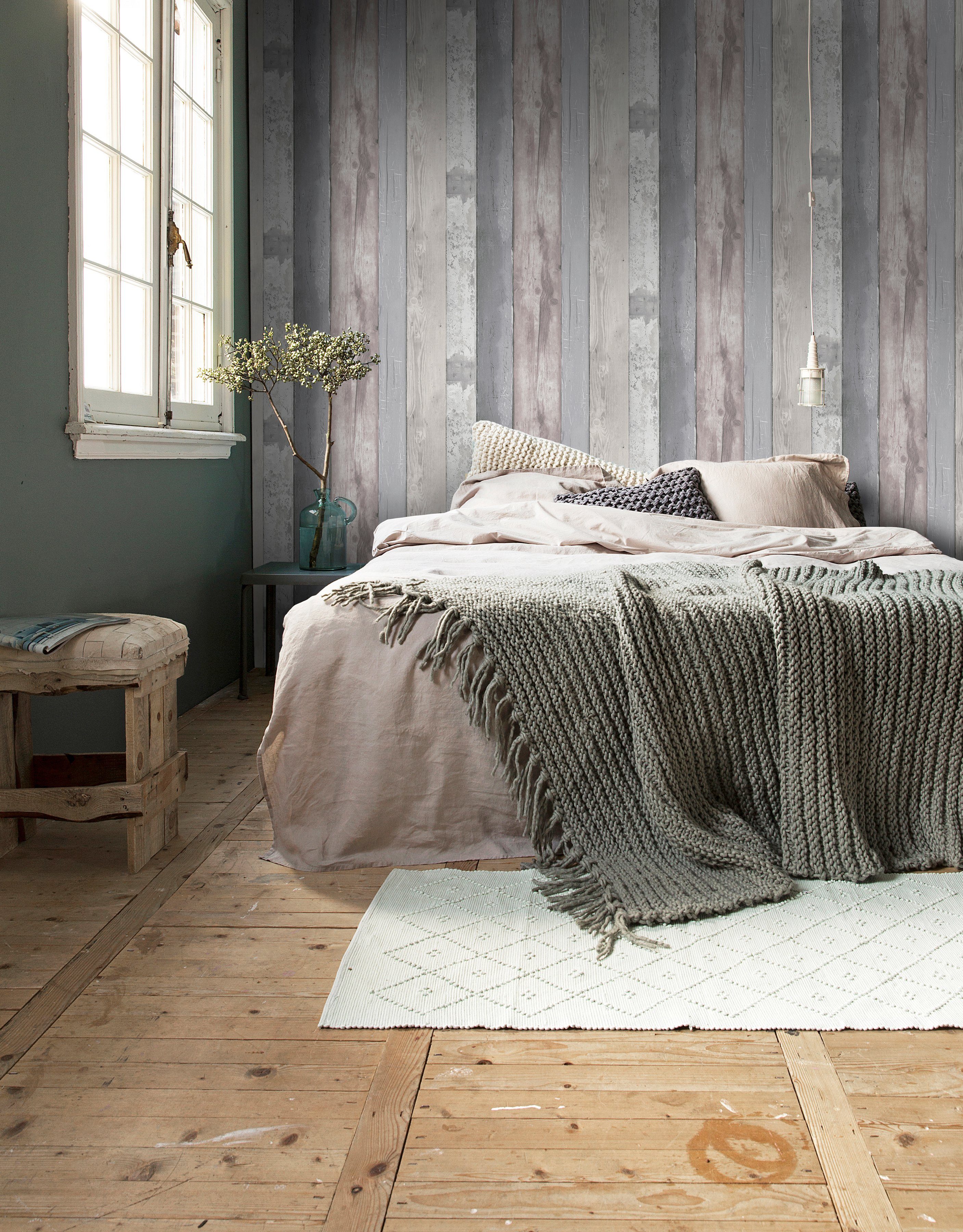 vtwonen Vliestapete Holzbohlen, glatt, Holz, (1 St), Grau - 10m x 52cm