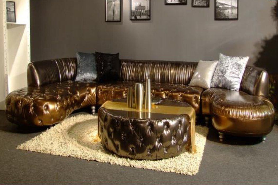 Wohnlandschaft, U-Form Chesterfield Made Couch Europe Luxus Ecksofa Goldenes Ecksofa JVmoebel in