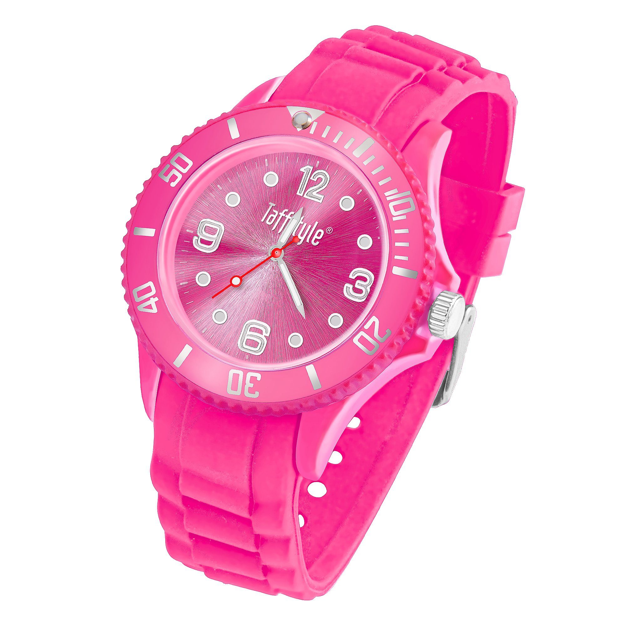 Taffstyle Quarzuhr Armbanduhr Silikon Analog Quarz Farbige Sport Uhr, Sportuhr Damenuhr Silikonuhr Kinderuhr Herrenuhr Bunt Quarzuhr Armband Pink