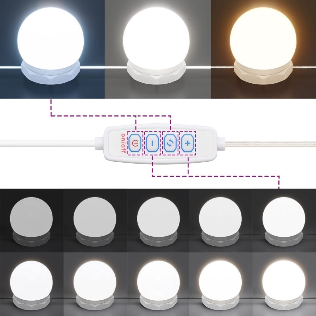 (1-St) Schminktisch furnicato Hochglanz-Weiß LED mit cm 96x40x142