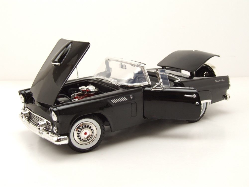 Motormax Modellauto Ford Thunderbird Convertible 1956 schwarz, Maßstab 1:18