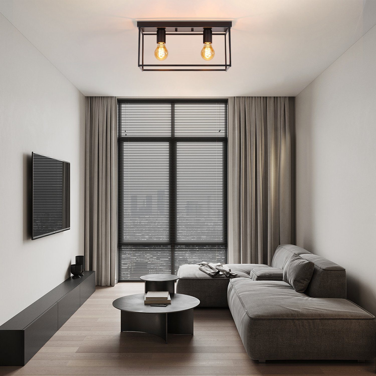 ZMH Deckenleuchte Retro Schwarz industrial 2//3//4 Flammige für Wohnzimmer günstig online kaufen