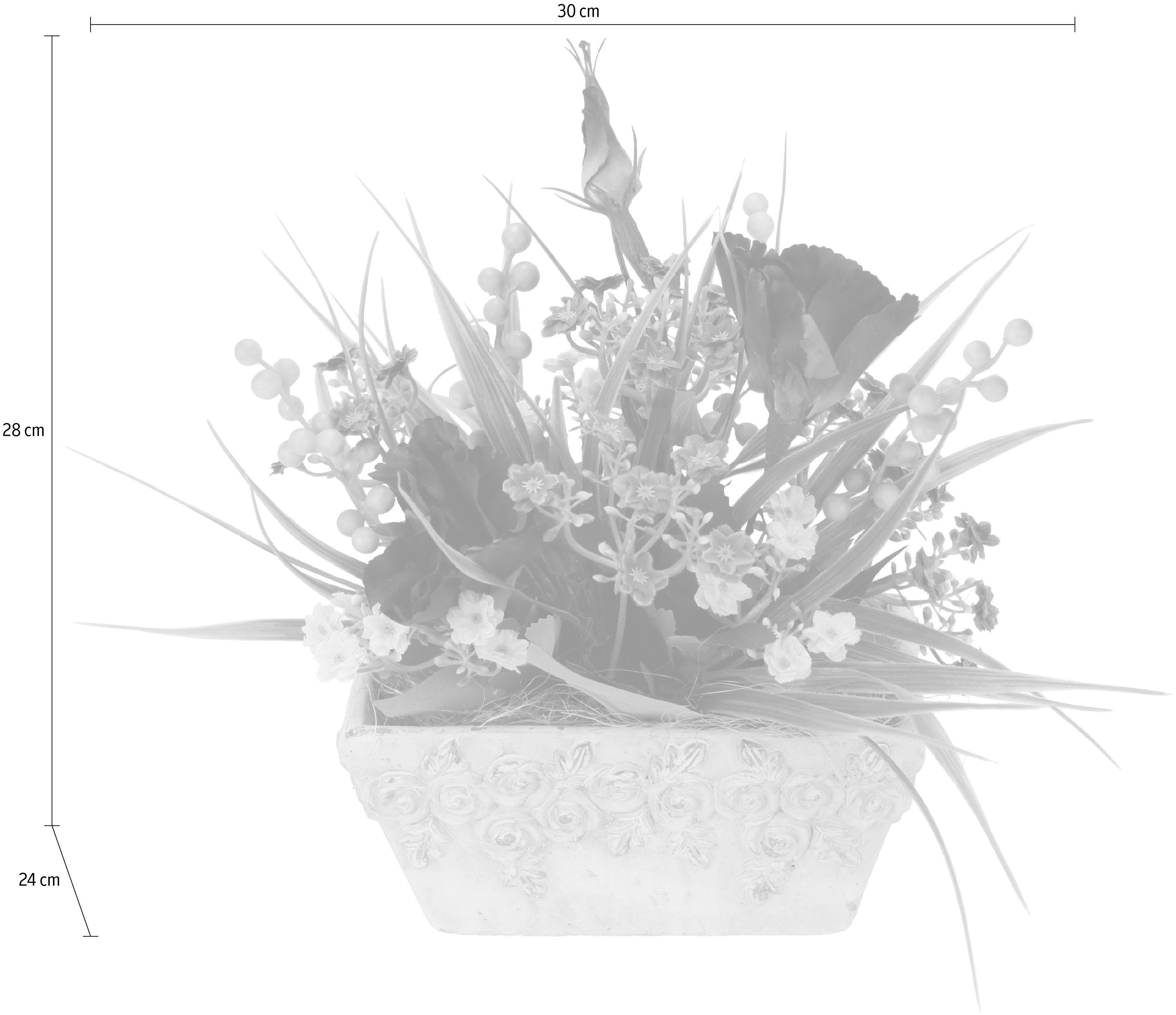 Kunstpflanze Blüten, I.GE.A., Höhe 28 cm, Arrangement in Schale