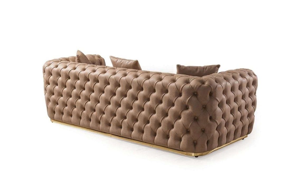 JVmoebel Chesterfield-Sofa Beige Chesterfield-Sofa aus hochwertigem Material, Made in Europa