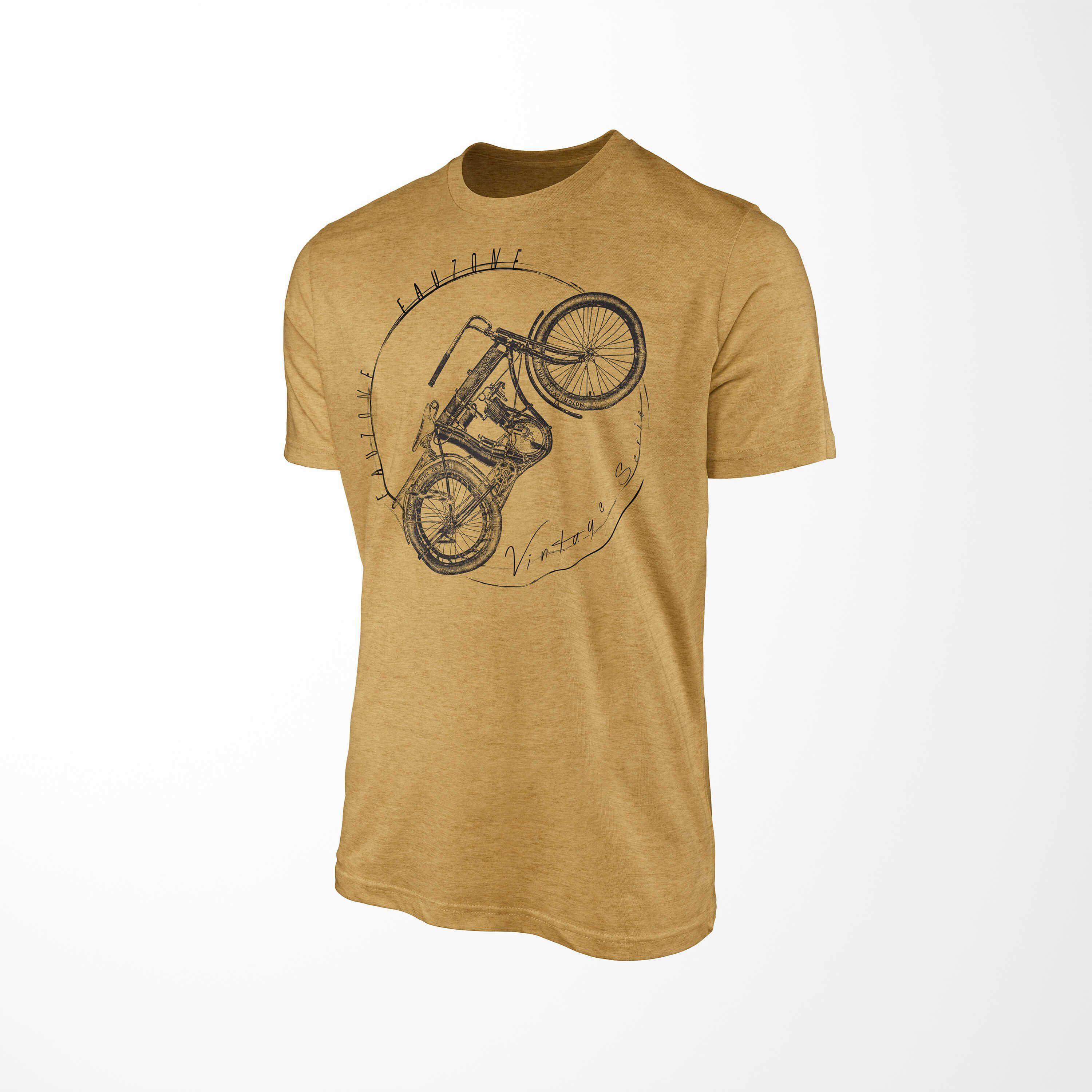 Sinus Art T-Shirt Vintage Herren Antique Gold Motorrad T-Shirt