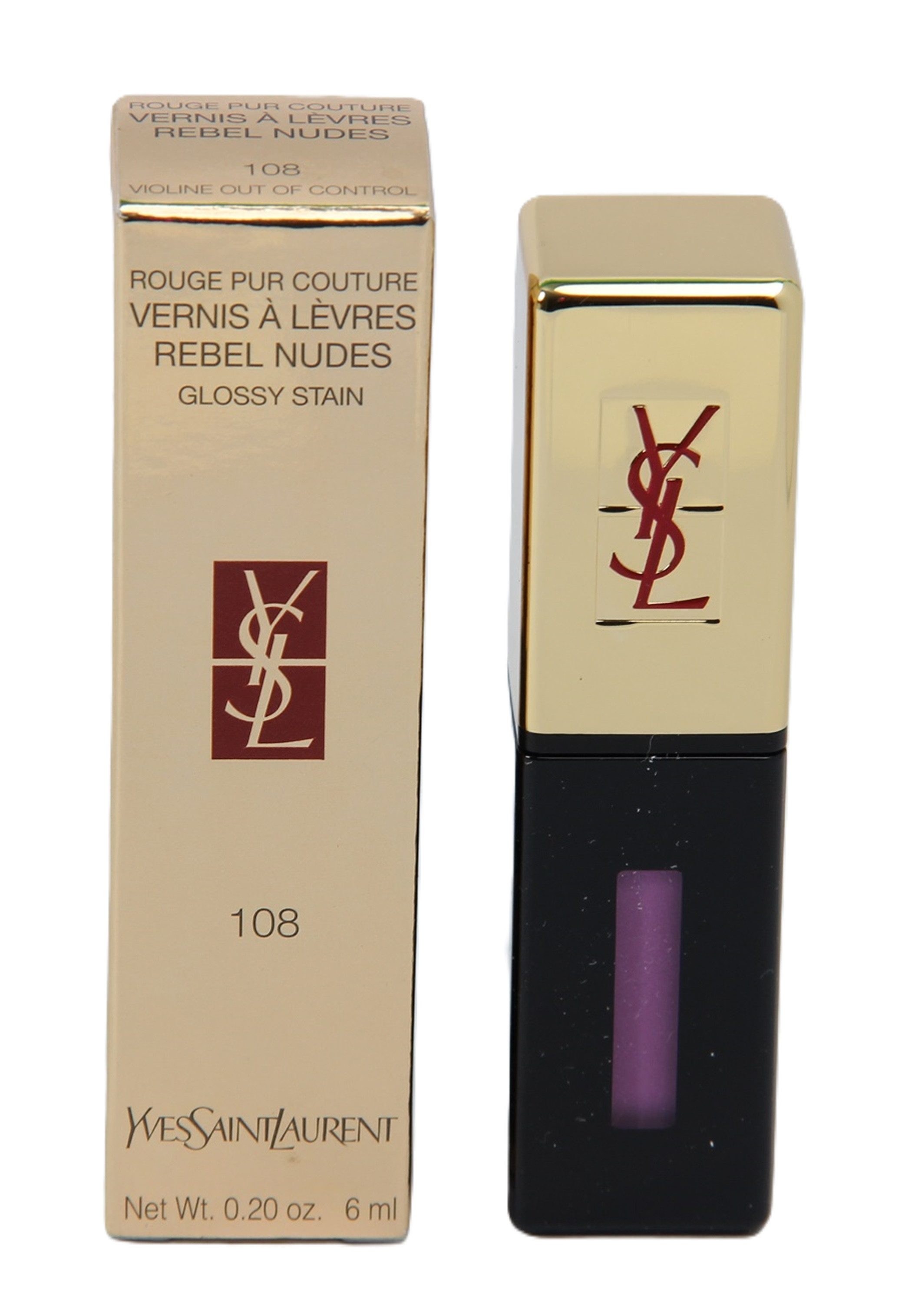 YVES SAINT LAURENT Блеск для губ Yves Saint Laurent Vernis Rebel 6ml Nudes Glossy Stain 108 Блеск для губ