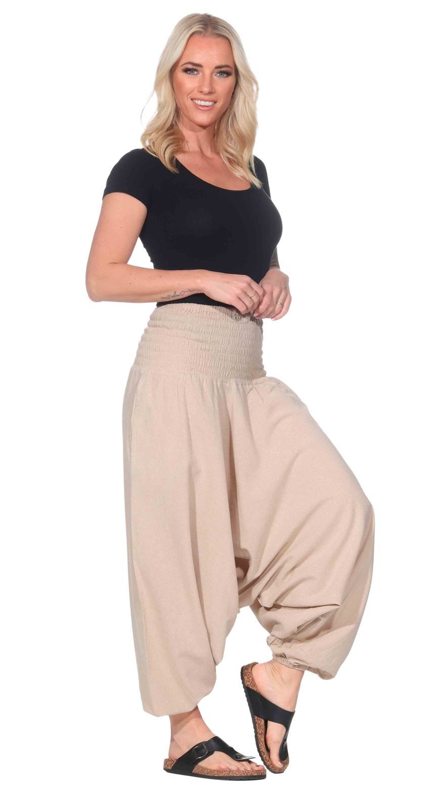 KUNST UND MAGIE Haremshose Unisex Orientalische Haremshose Pluderhose Pumphose Einheitsgröße