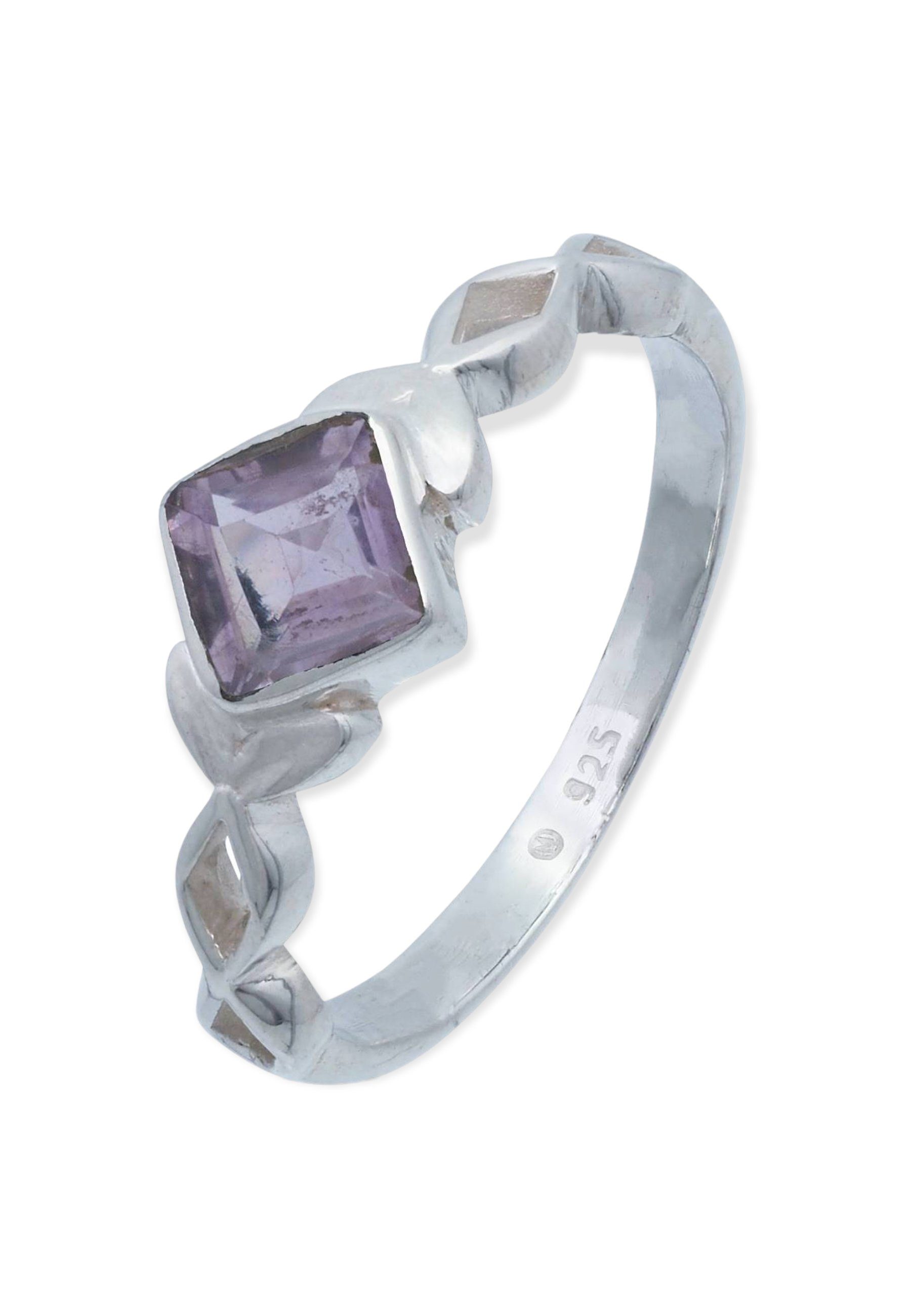 mantraroma Silberring 925er Silber mit Amethyst facettiert