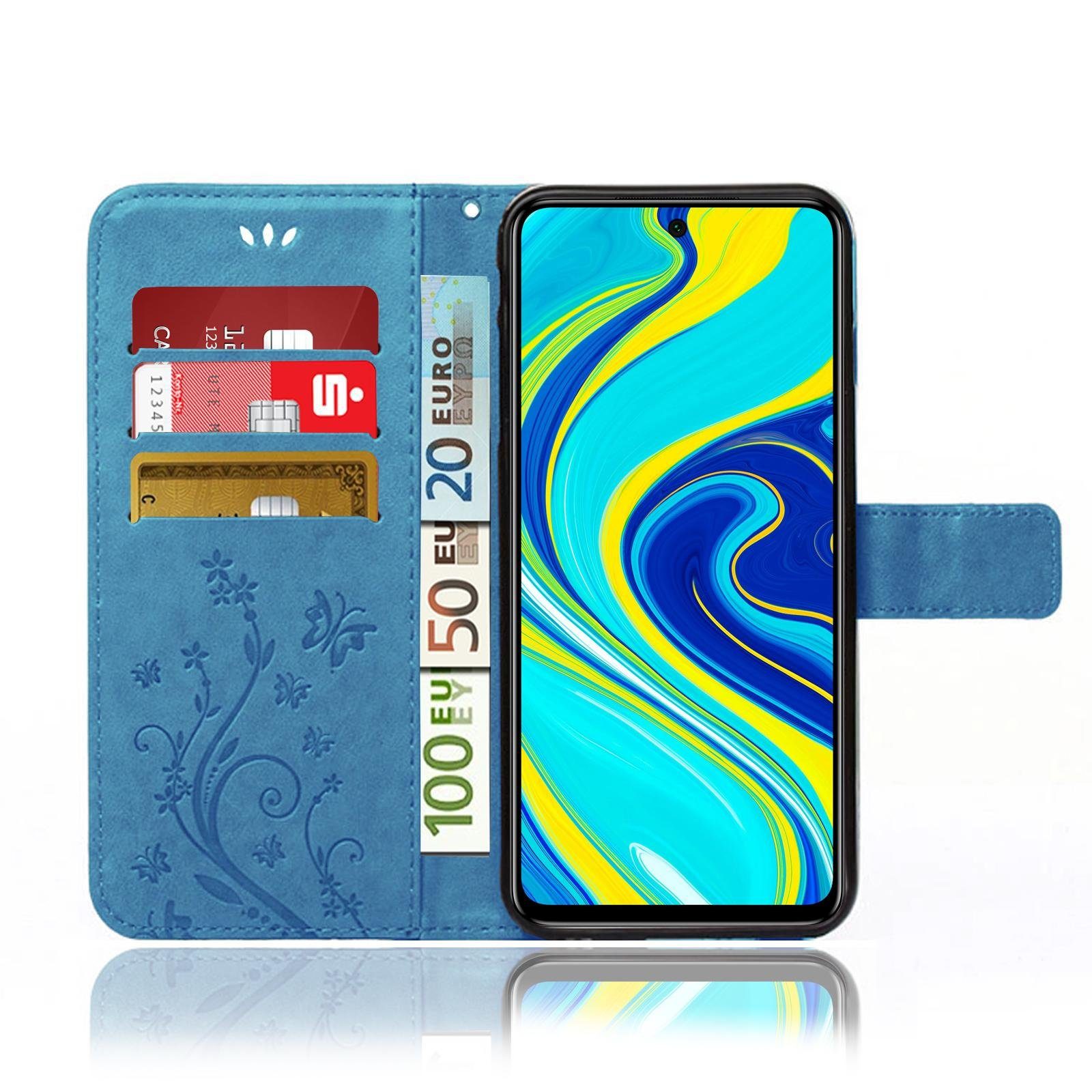 Numerva Handyhülle Bookstyle Flower für Xiaomi Redmi Note 9s / Pro, Handy Tasche Schutzhülle Klapphülle Flip Cover mit Blumenmuster