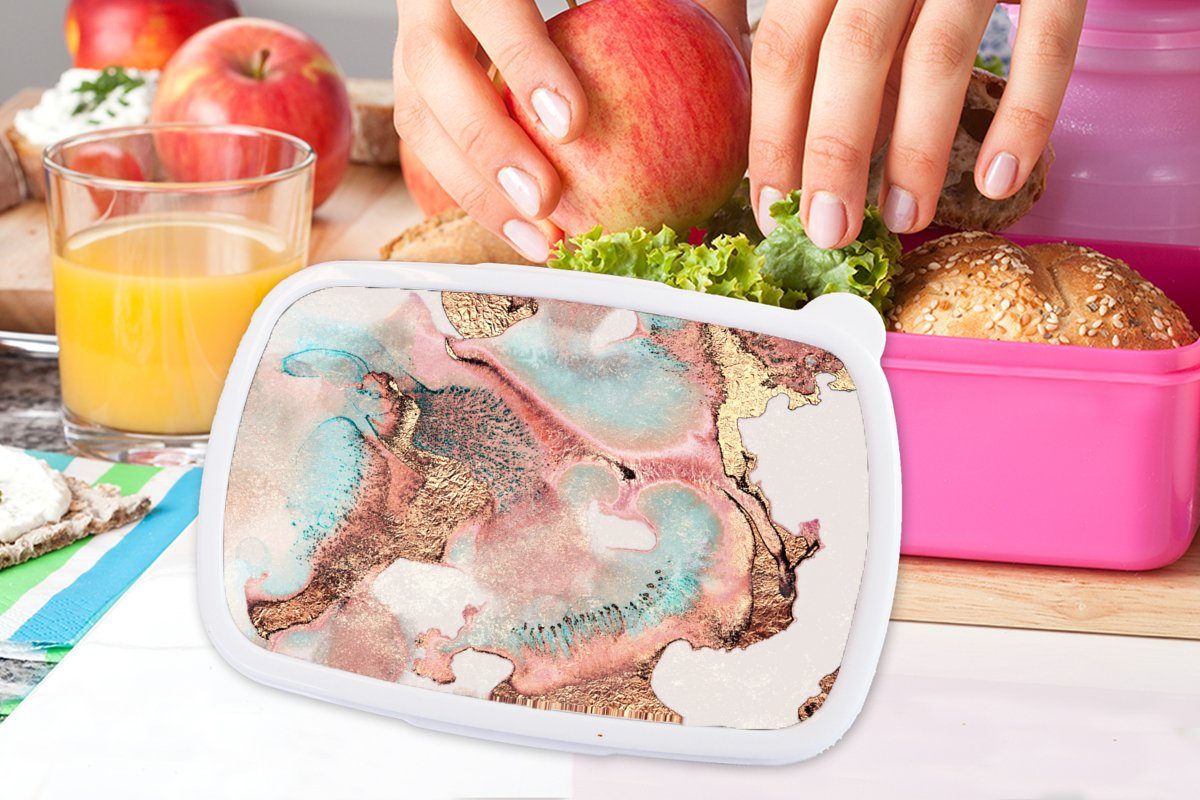 MuchoWow Lunchbox Tinte - Kunststoff (2-tlg), rosa für Erwachsene, Brotdose Pastell Kinder, Mädchen, Kunststoff, - Abstrakt, Brotbox Snackbox