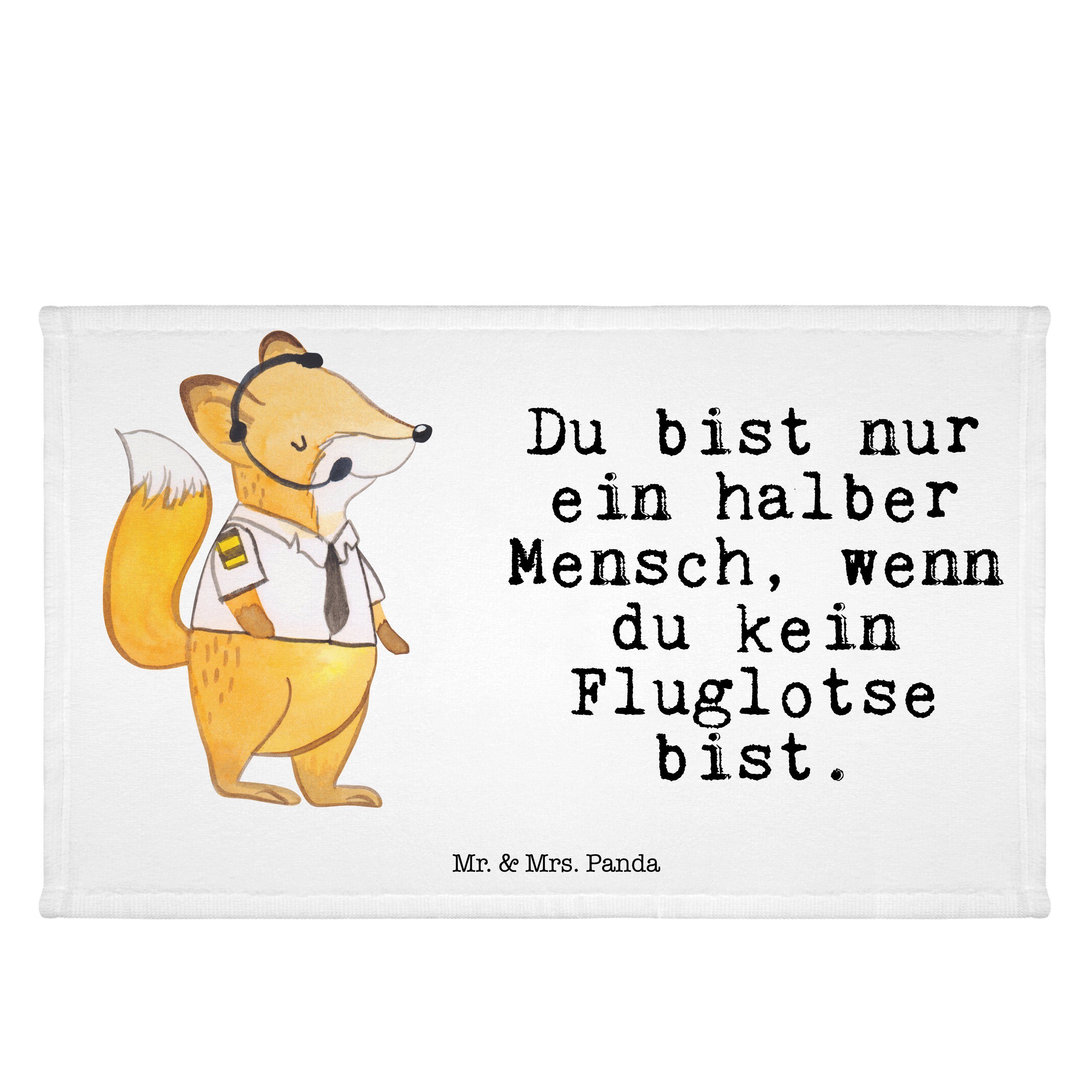 Mr. & Mrs. Panda Handtuch Fluglotse mit Herz - Weiß - Geschenk, Jubiläum, Flugverkehrsleiter, S, (1-St)
