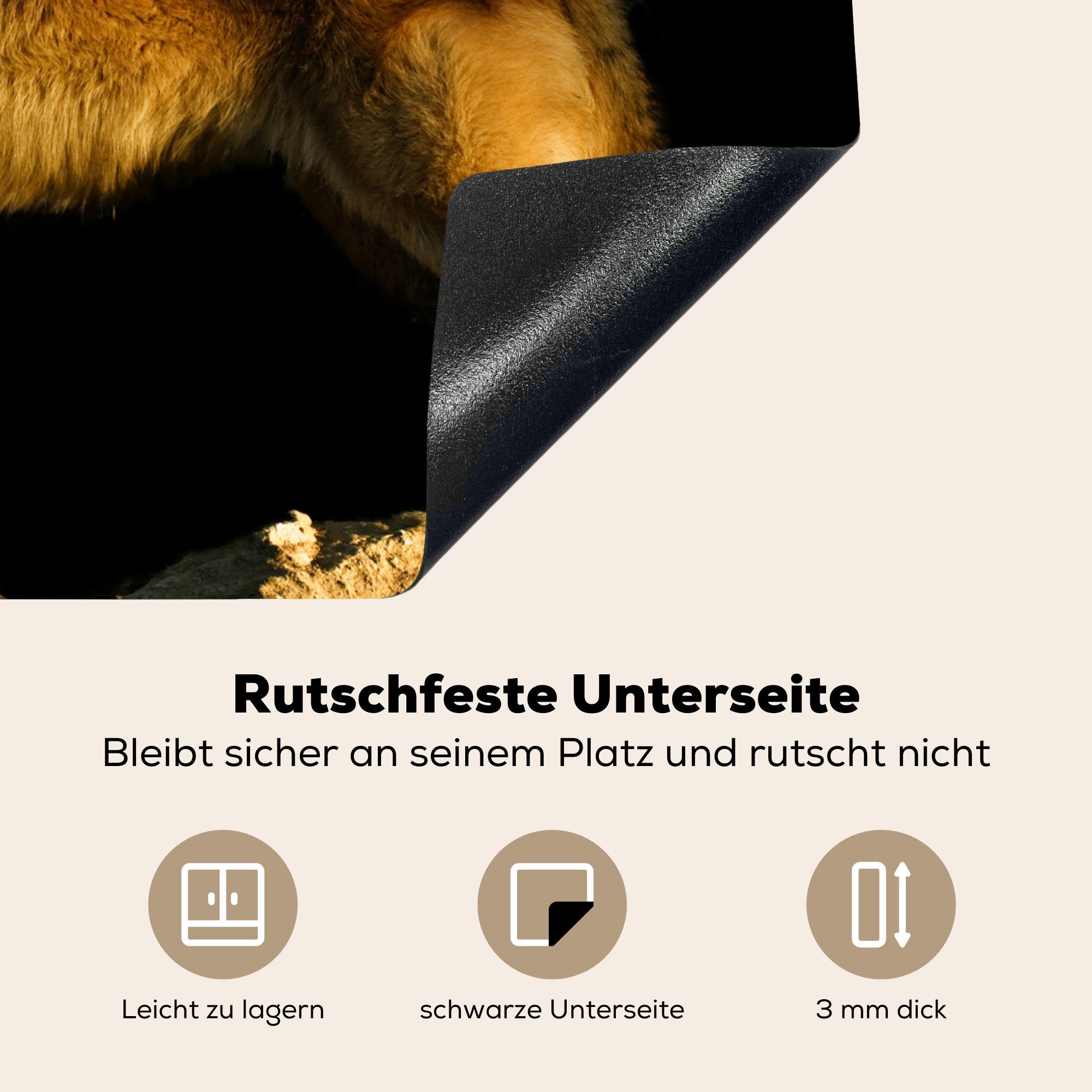 Ceranfeldabdeckung Induktionsmatte küche, Vinyl, Wolf, tlg), cm, 59x52 für Herdblende-/Abdeckplatte Heulender (1 MuchoWow die