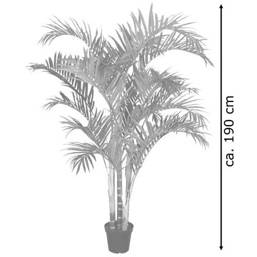 Kunstpalme Palmenbaum Palme Arekapalme Künstliche Pflanze Kunstpflanze 190 cm, Decovego
