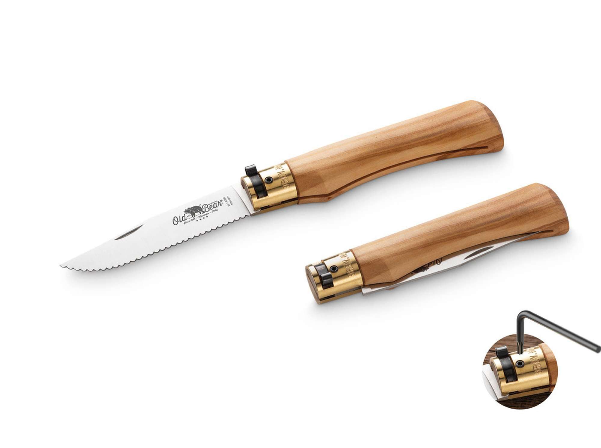 Old Bear Taschenmesser Old Bear Classic 1.4060 Olive Serrated XL, Taschenmesser, Wellenschlif, (1 St), Wellenschliff