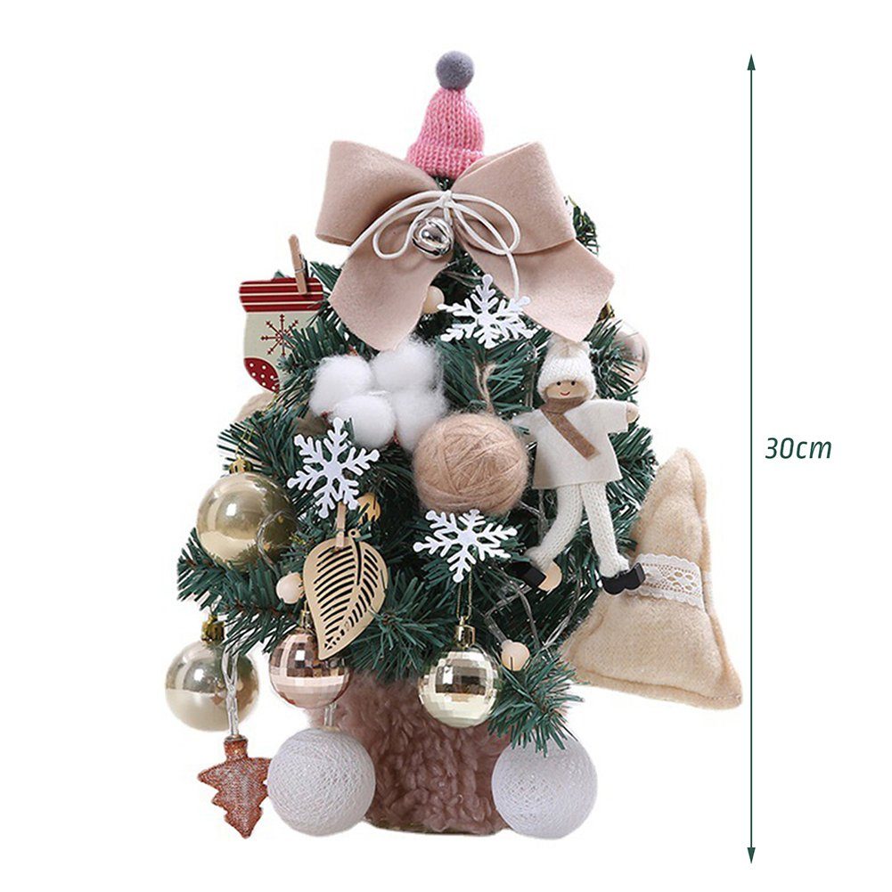 Mit beige Künstlicher, Cm 30 Beflockung, Desktop-Weihnachtsbaum Künstlicher Blusmart Weihnachtsbaum Weihnachtsbaum Schöner