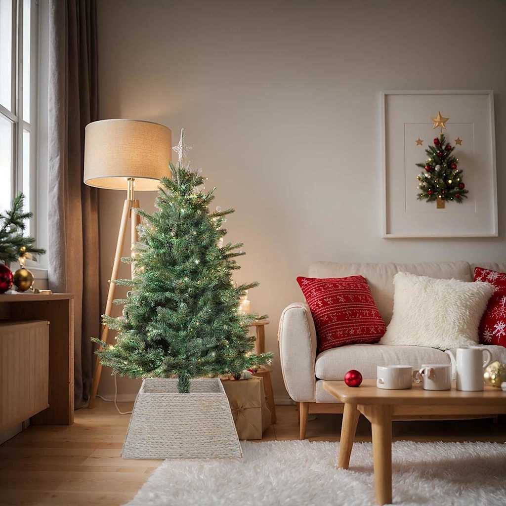 furnicato Weihnachtsbaumdecke Weihnachtsbaumkragen Weiß 70 x 70 x 28 cm Wasserhyazinthe