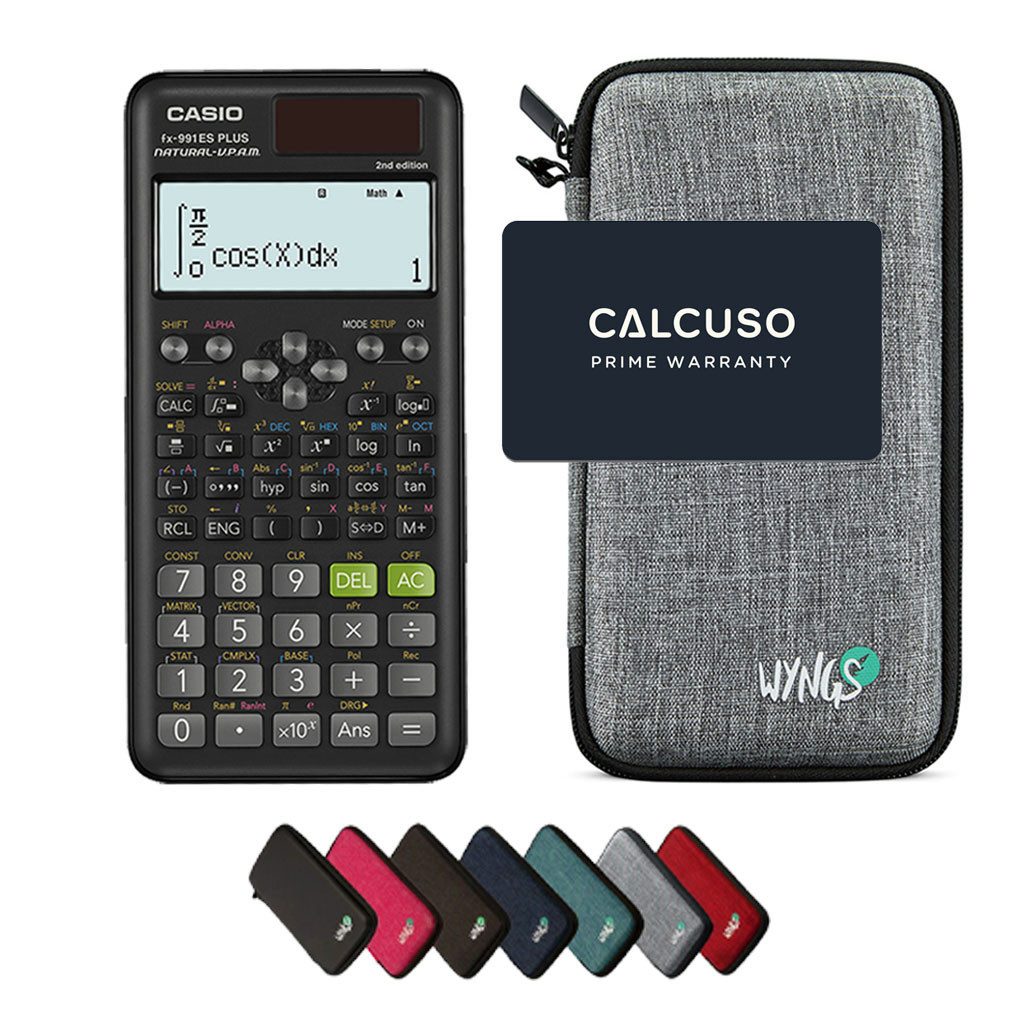 CASIO Taschenrechner fx-991ES Plus 2nd edition inkl. WYNGS Schutztasche Hellgrau