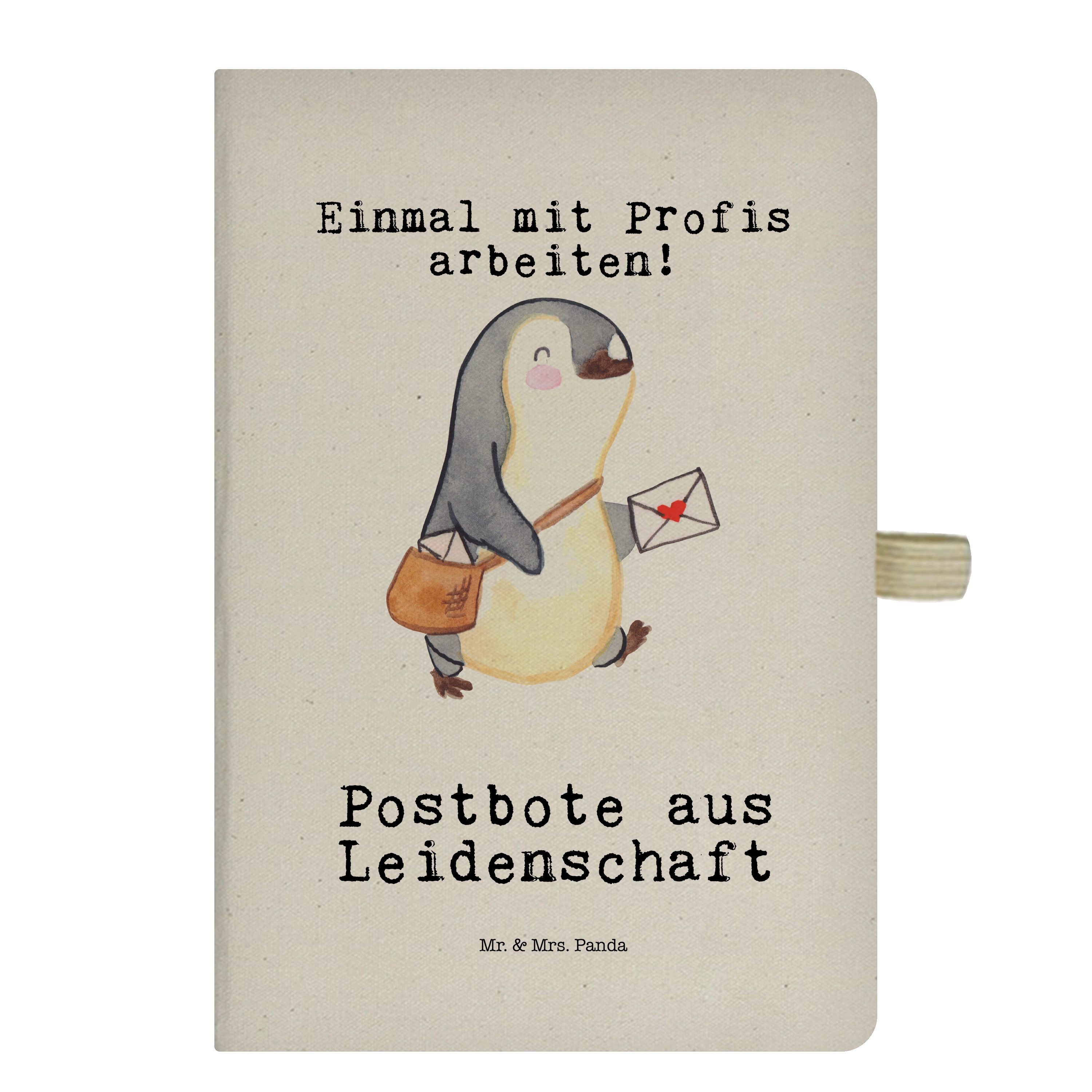 Mr. & Mrs. Panda Notizbuch Postbote aus Leidenschaft - Transparent - Geschenk, Postler, Jubiläum Mr. & Mrs. Panda