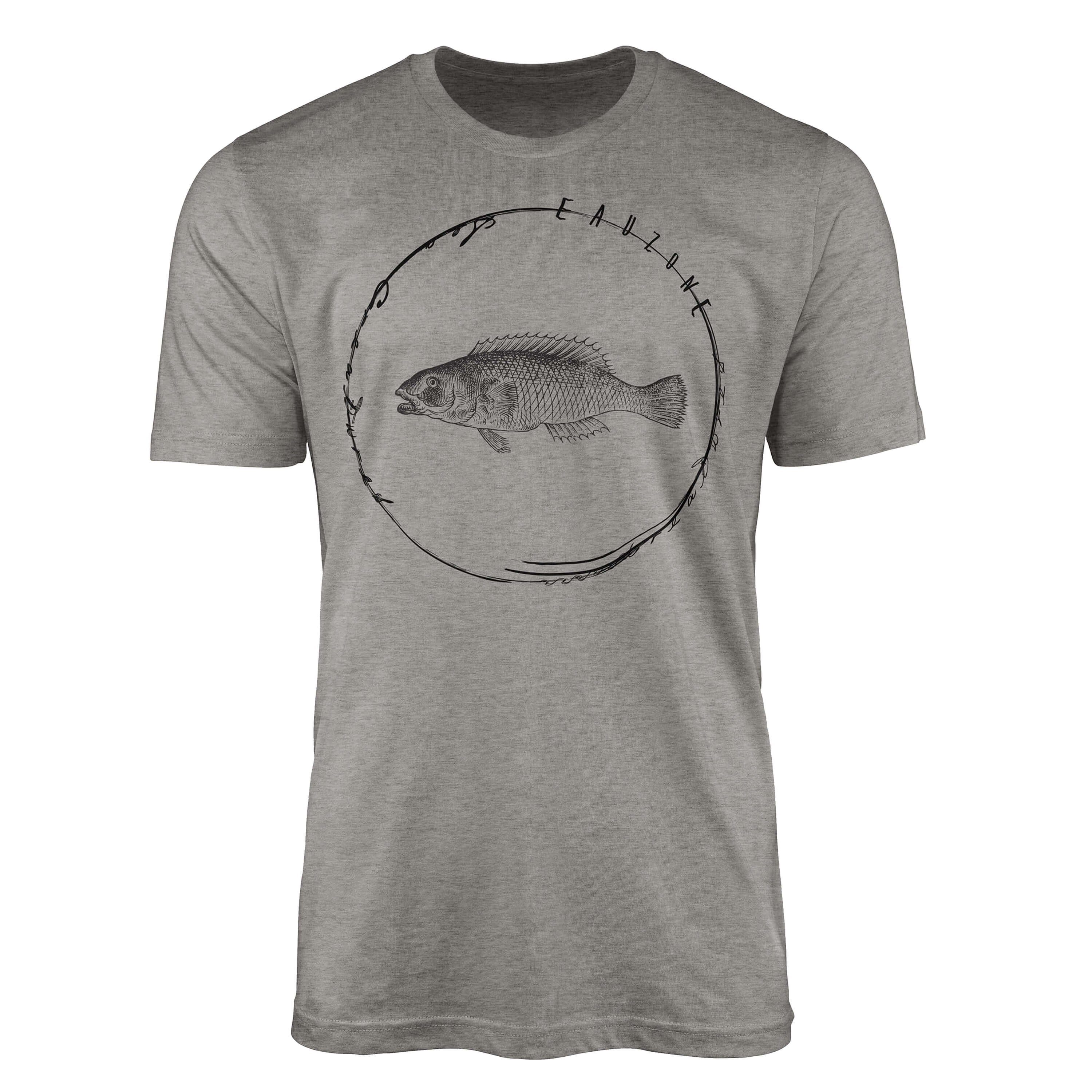 Sinus Art T-Shirt T-Shirt Tiefsee Fische - Serie: Sea Creatures, feine Struktur und sportlicher Schnitt / Sea 041 Ash