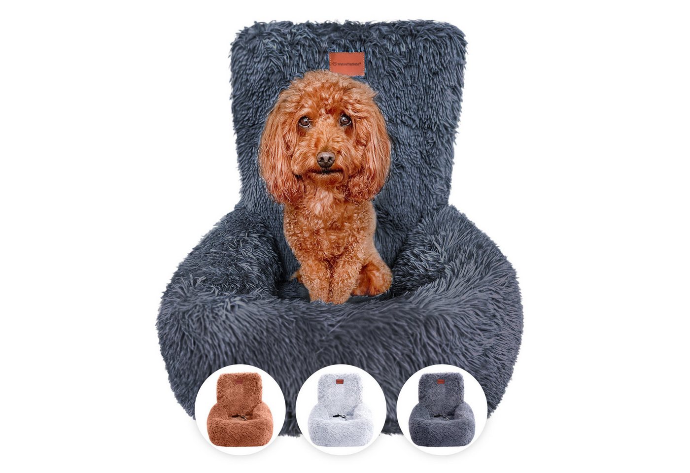 Wahre Tierliebe Hunde-Autositz Premium Hunde Autositz Fluffy - Inkl. Sicherheitsgurt, verschiedene Größen und verschiedene Farben