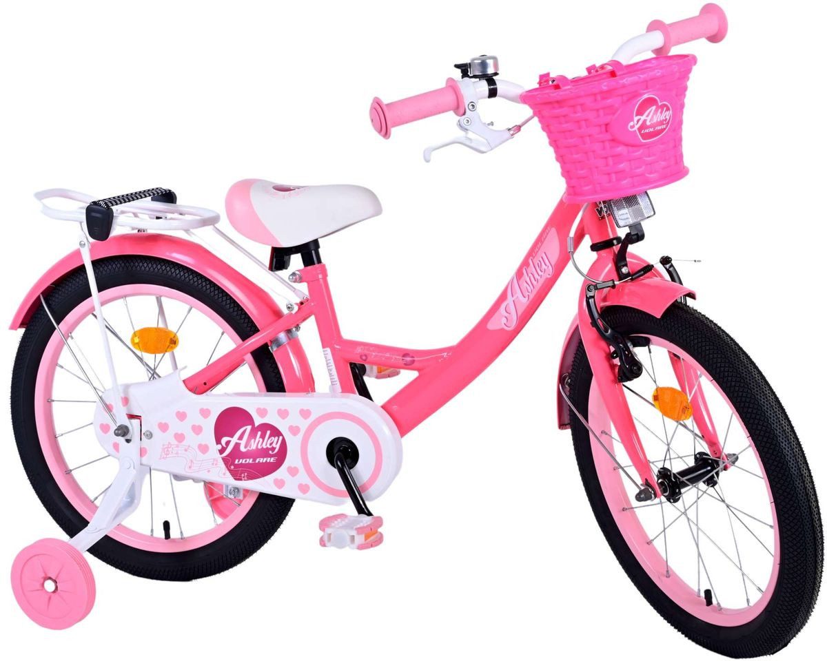 T&Y Trade Kinderfahrrad 18 Zoll Fahrrad Kinder Mädchen Fahrrad Mädchenfahrrad Rad Ashley 31834, 1 Gang, Rücktrittbremse, Gepäckträger, Stützräder, Korb, Seitenständer