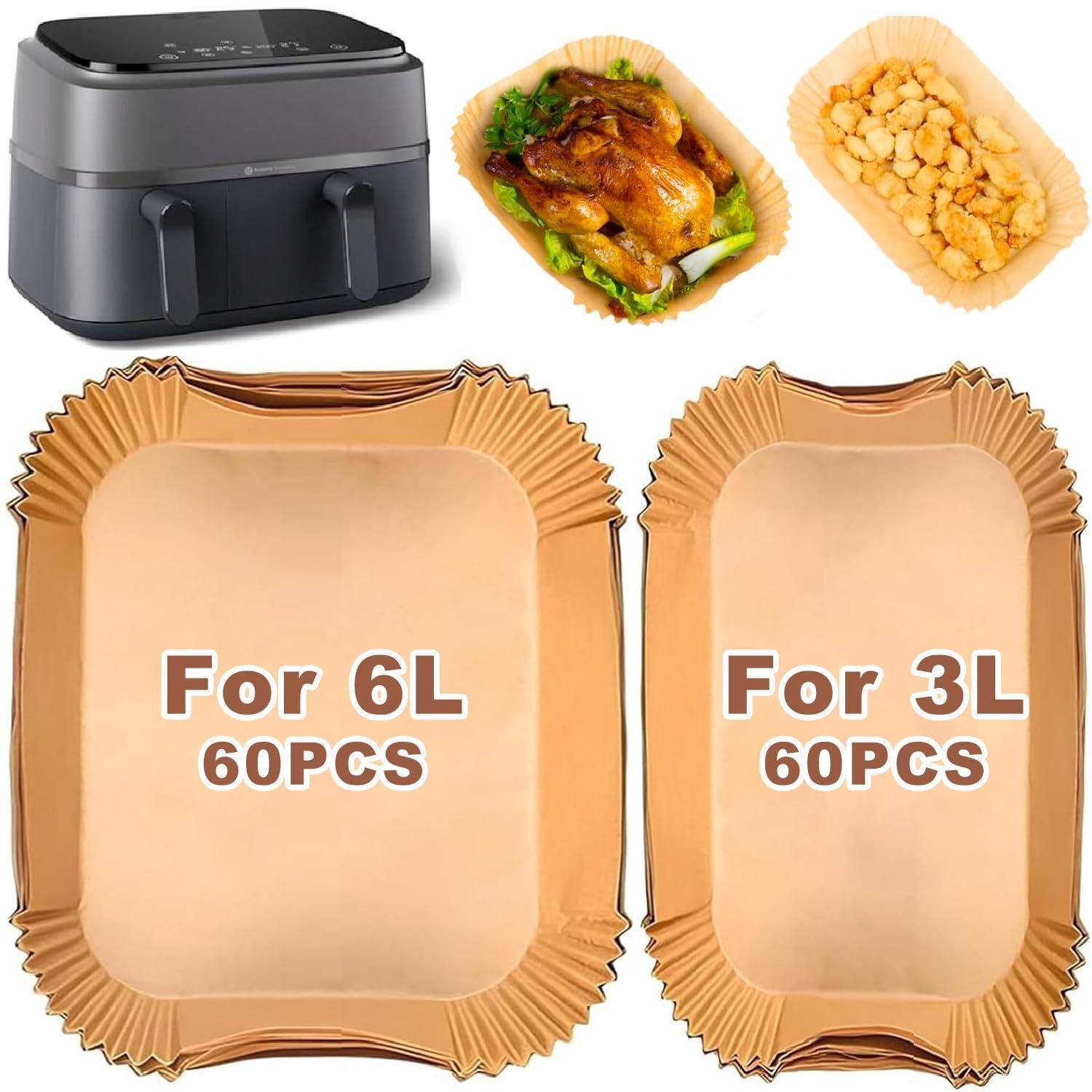 LuxusKollektion Backpapier Backpapier Airfryer 120 Stück vorgeformt antihaft hitzebeständig