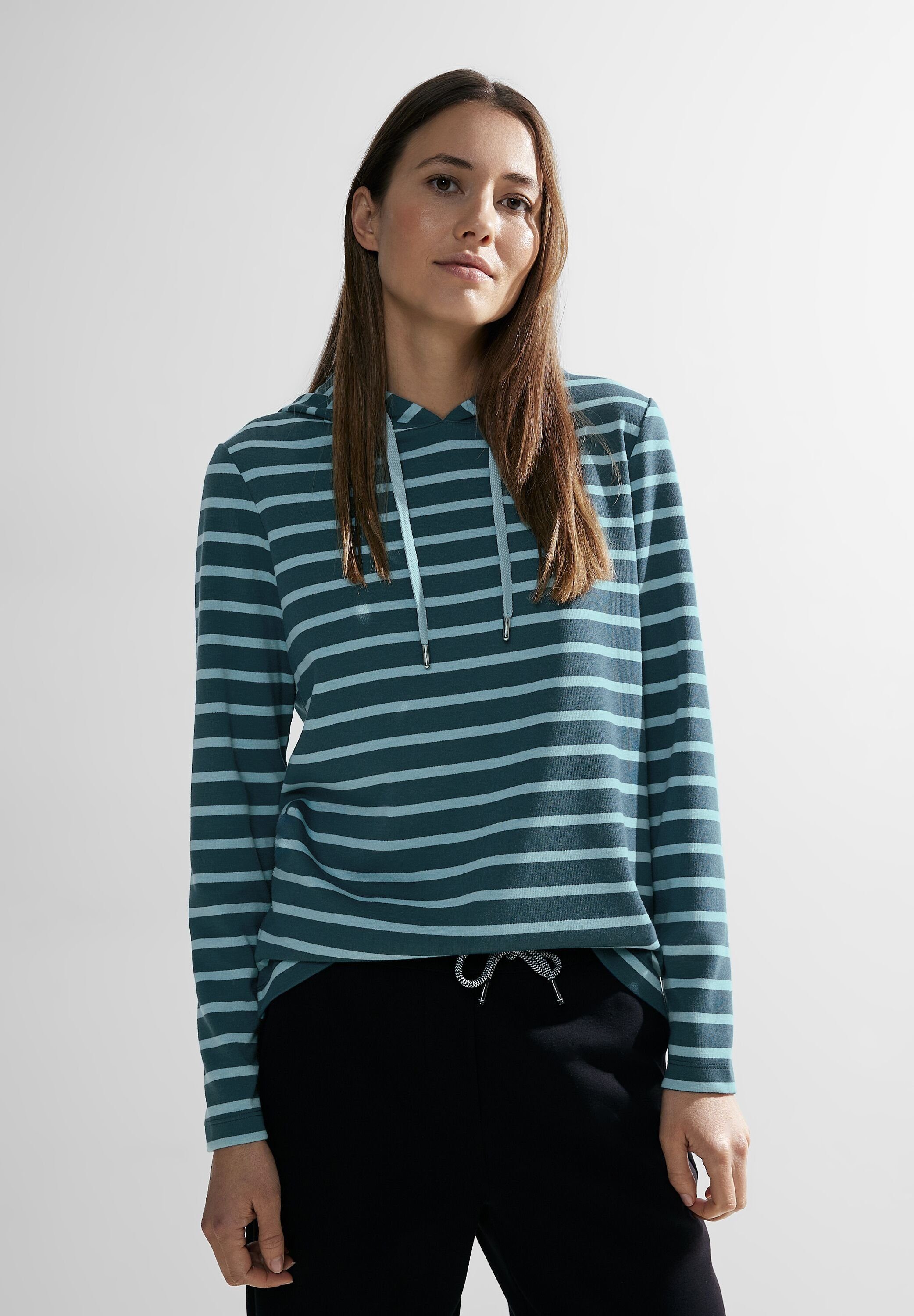 CECIL Damen Langarmshirt Mit Streifen - Baumwolle Mit Stretch