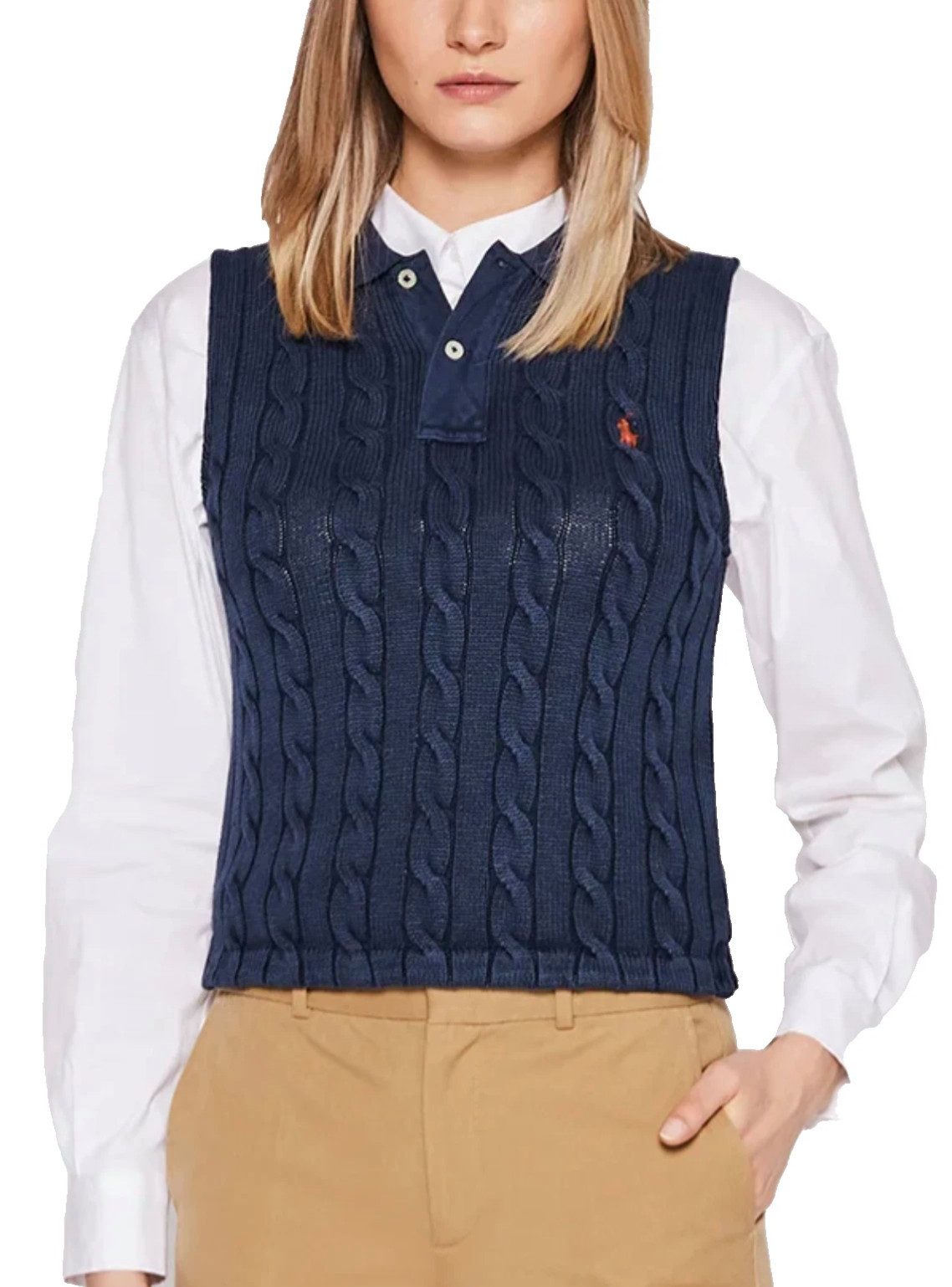 Strickpullover Pullover Strick Zopfmuster Pulli Polo Cropped Jumper